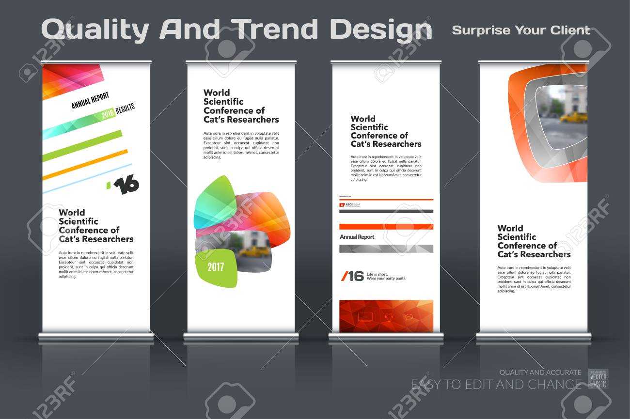Abstract Business Vector Set Of Modern Roll Up Banner Stand Design.. For Banner Stand Design Templates