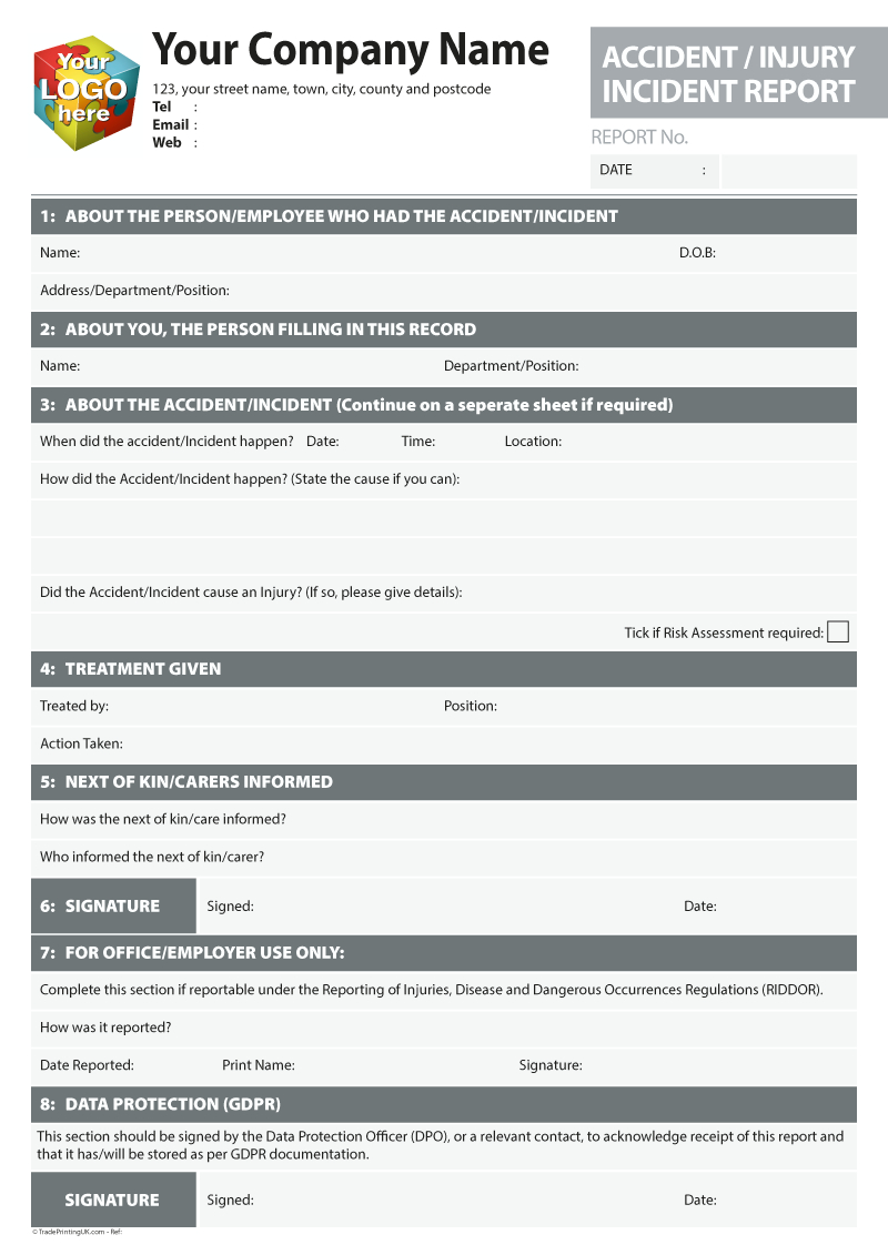 Accident, Injury, Incident Report Log Templates For With Regard To Incident Report Book Template