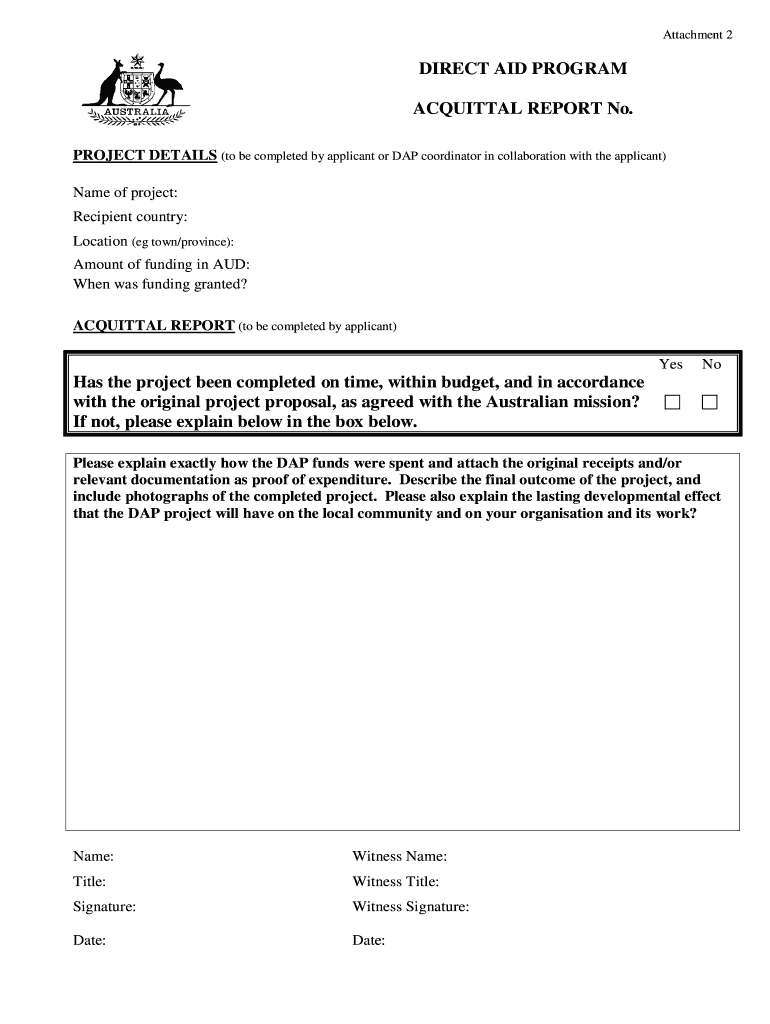 Acquittal Form - Fill Online, Printable, Fillable, Blank In Acquittal Report Template