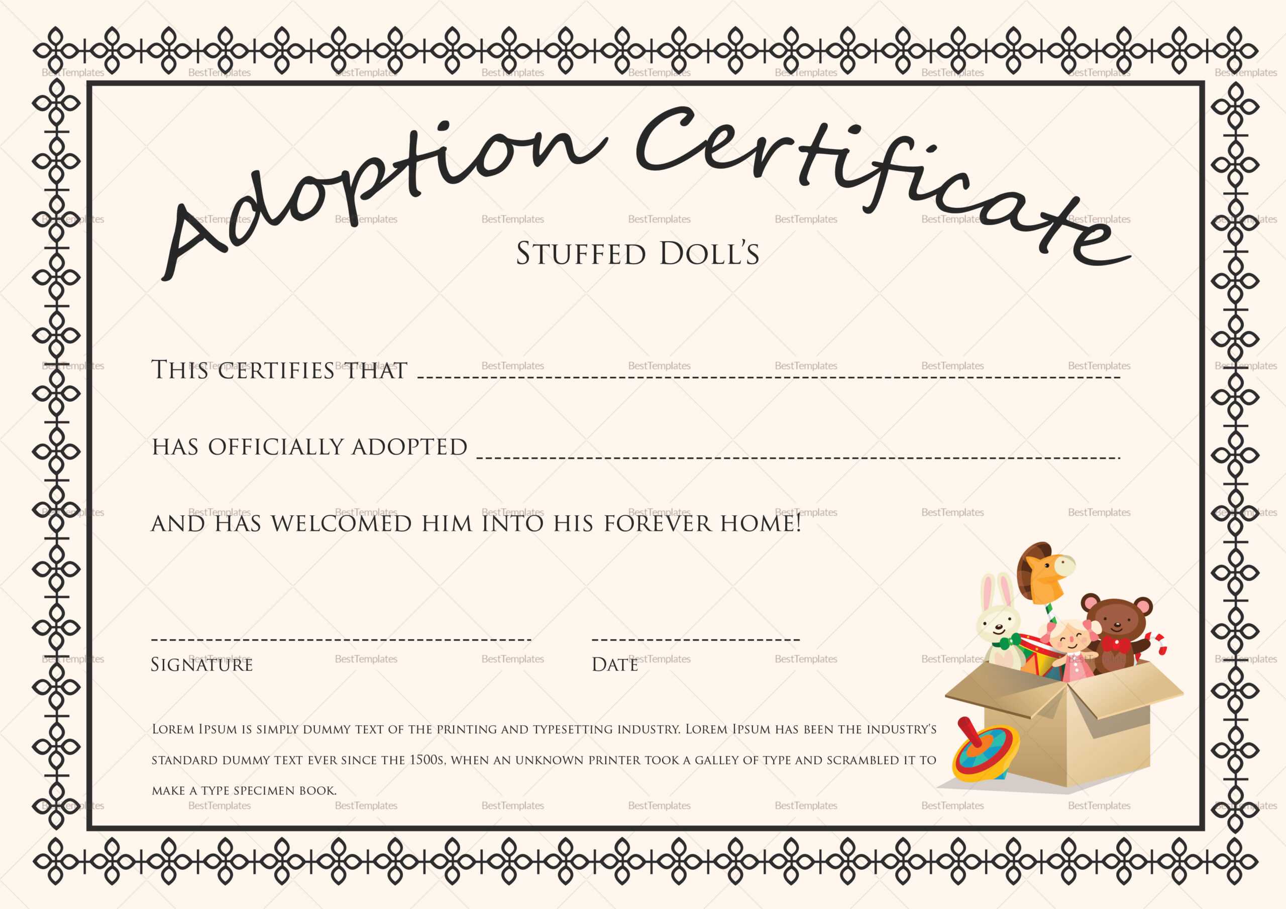 Adoption Certificates - Horizonconsulting.co With Regard To Blank Adoption Certificate Template