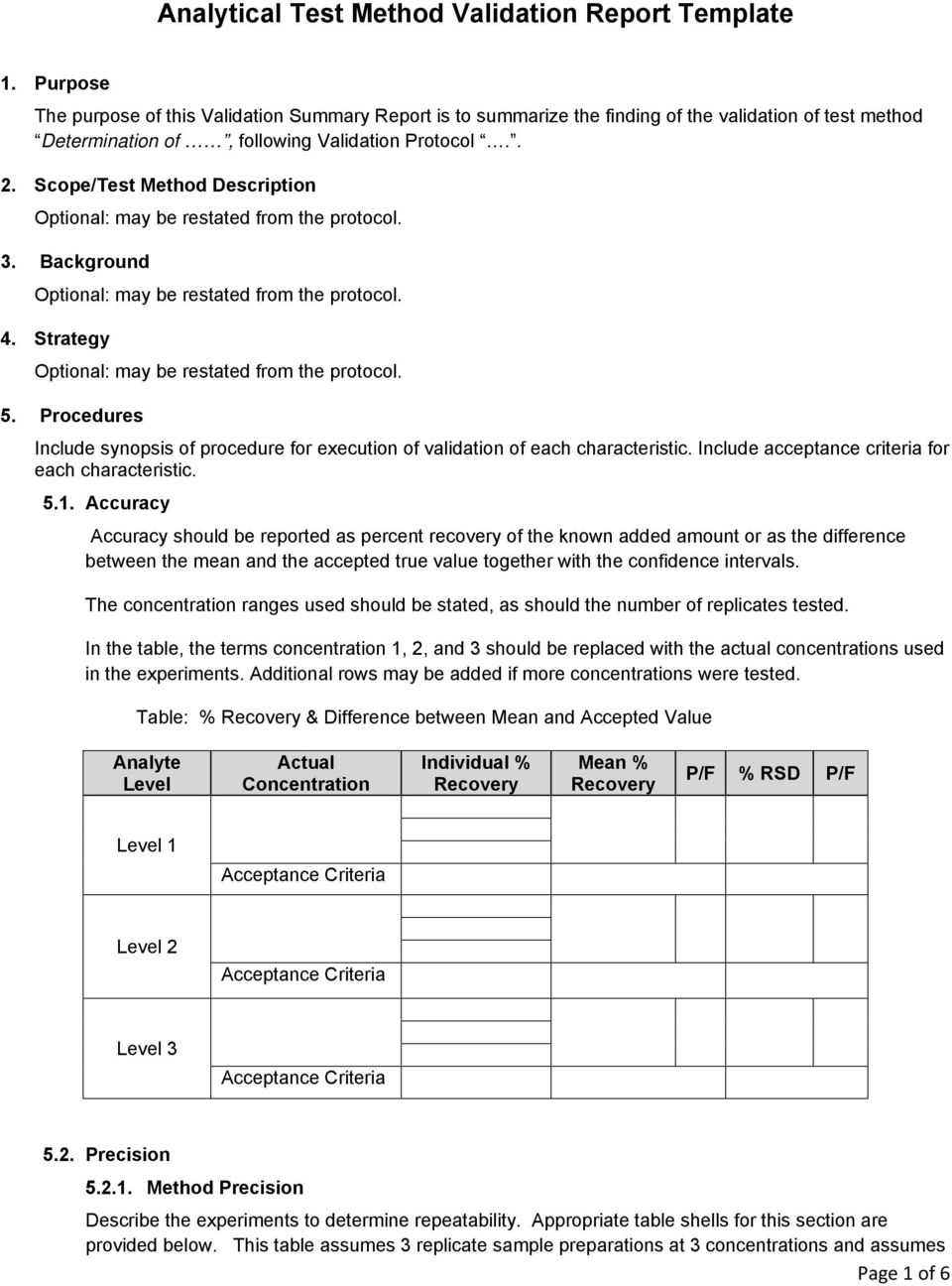 Analytical Test Method Validation Report Template – Pdf Free Throughout Analytical Report Template