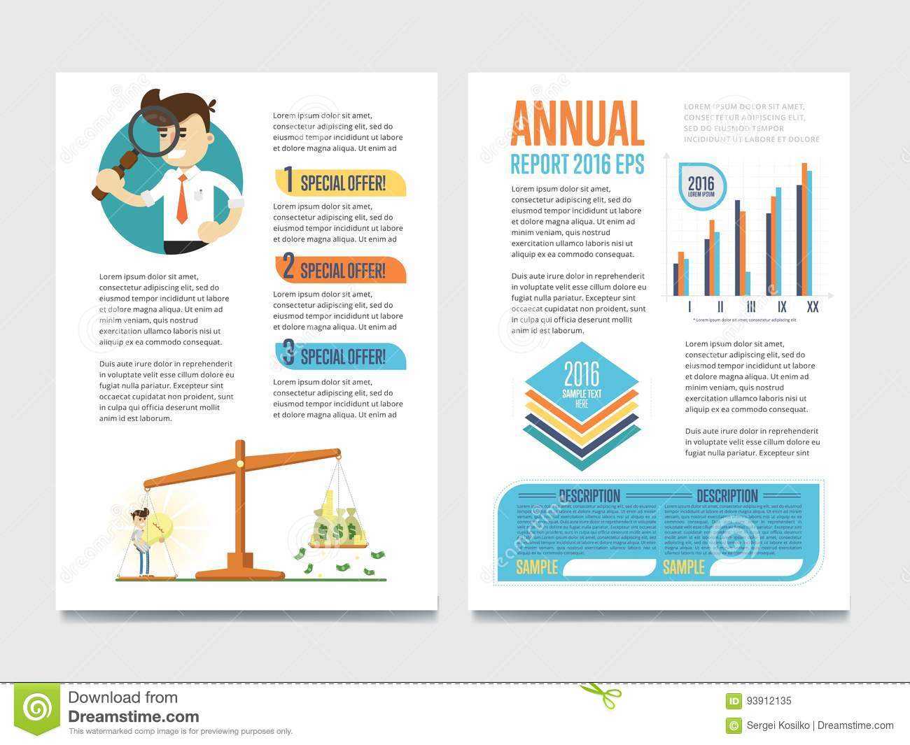 Annual Report Template Set With Diagram Stock Vector In Illustrator Report Templates