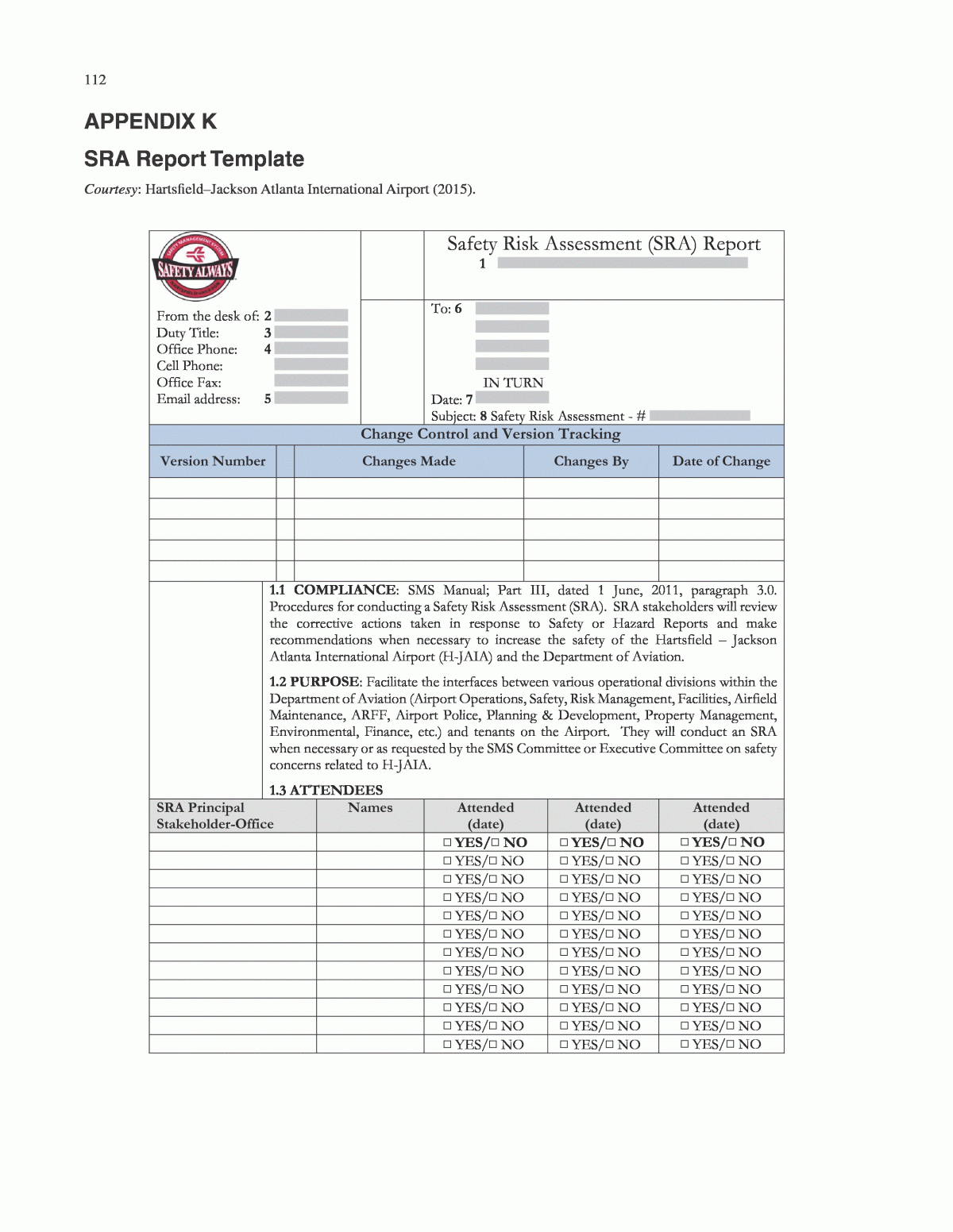 Appendix K – Sra Report Template | Airport Safety Risk For Risk Mitigation Report Template