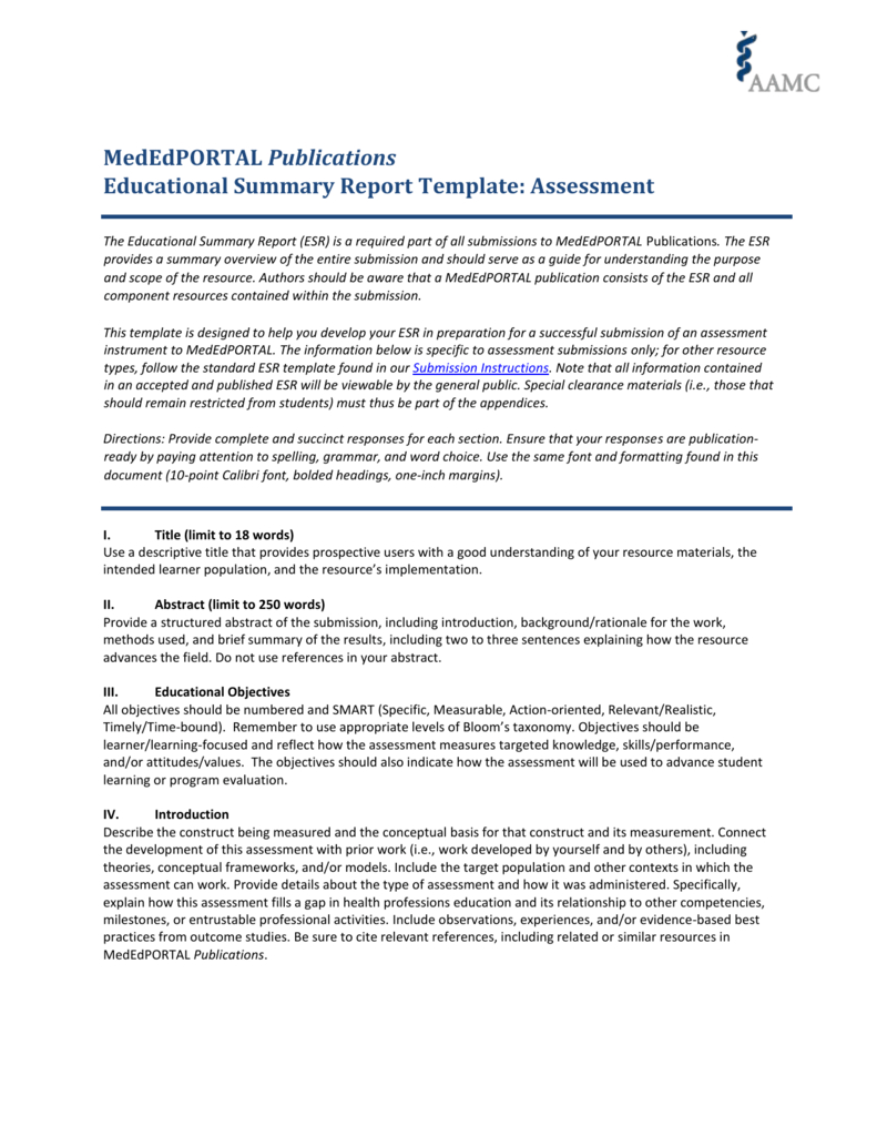 Assessment – Mededportal With Regard To Evaluation Summary Report Template