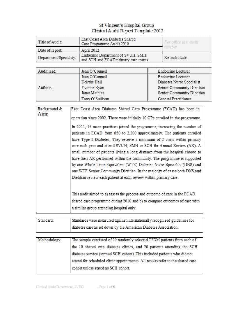 Audit Report Sample Format Examples Internal Template In Word With Regard To Sample Hr Audit Report Template