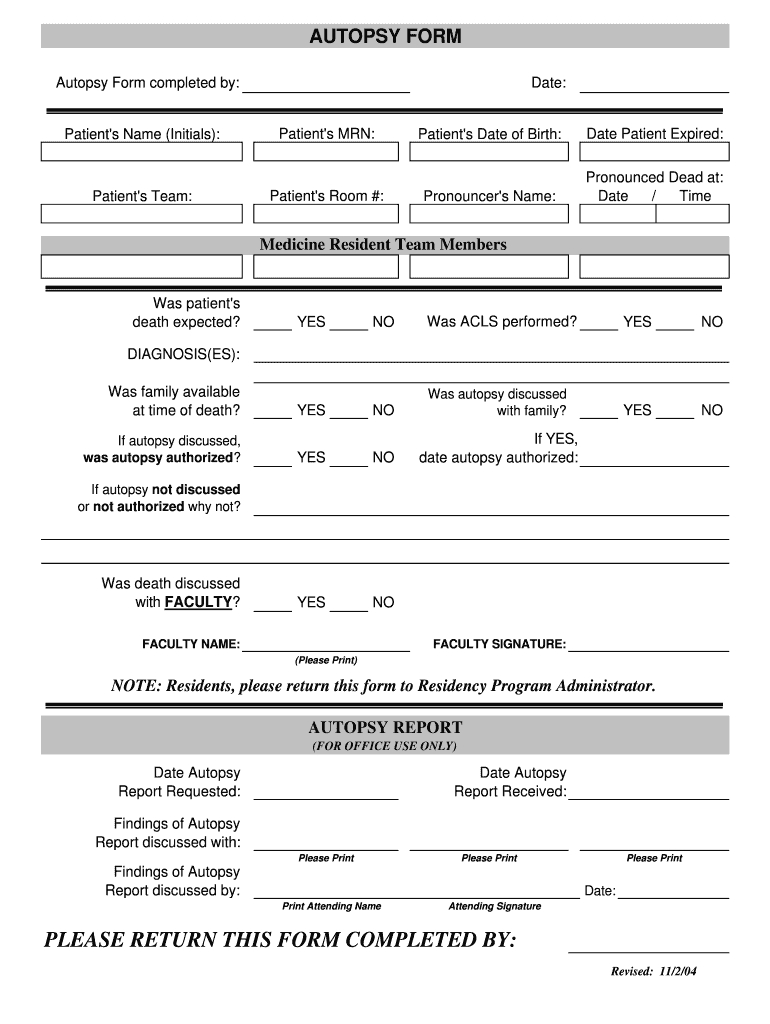 Autopsy Report Template - Fill Online, Printable, Fillable For Blank Autopsy Report Template