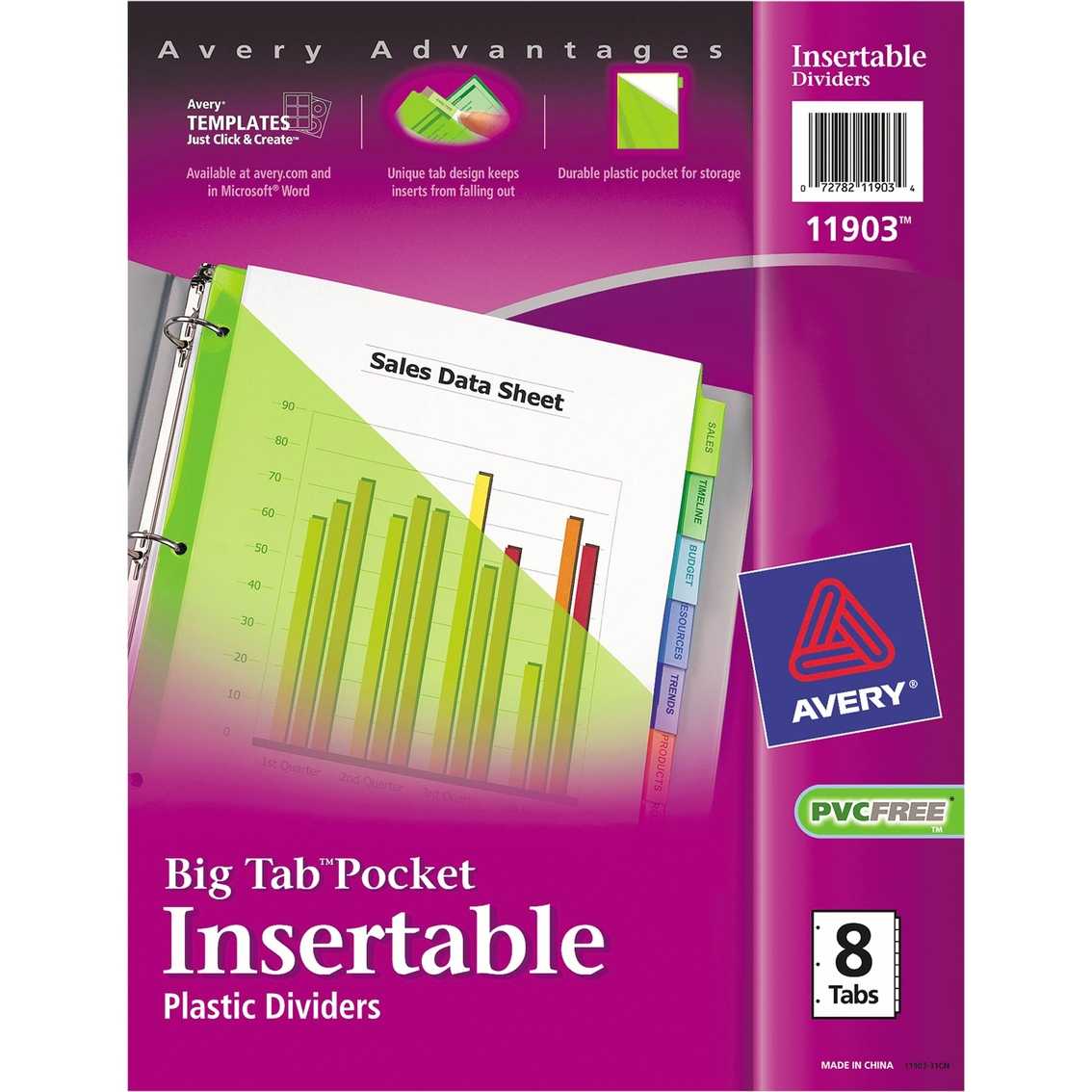 Avery Insertable Big Tab 11 1/8 In. X 9 1/4 In. 8 Tab Single Inside 8 Tab Divider Template Word