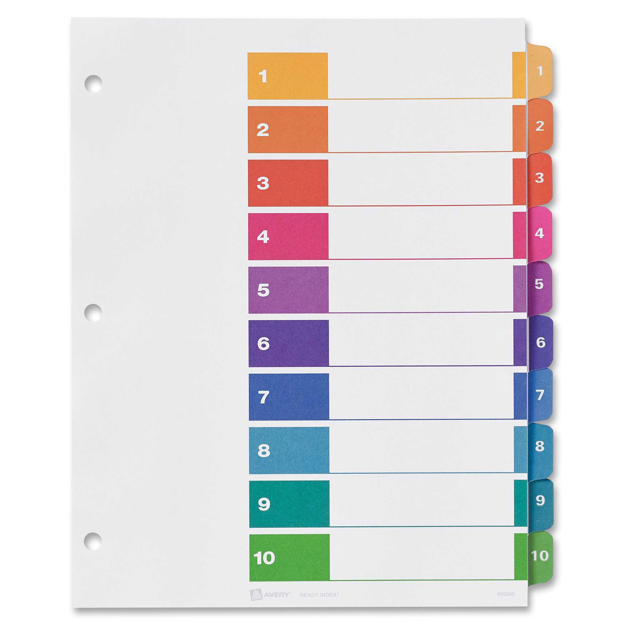 Avery® Ready Index(R) 10 Tab Binder Dividers, Customizable In 8 Tab Divider Template Word
