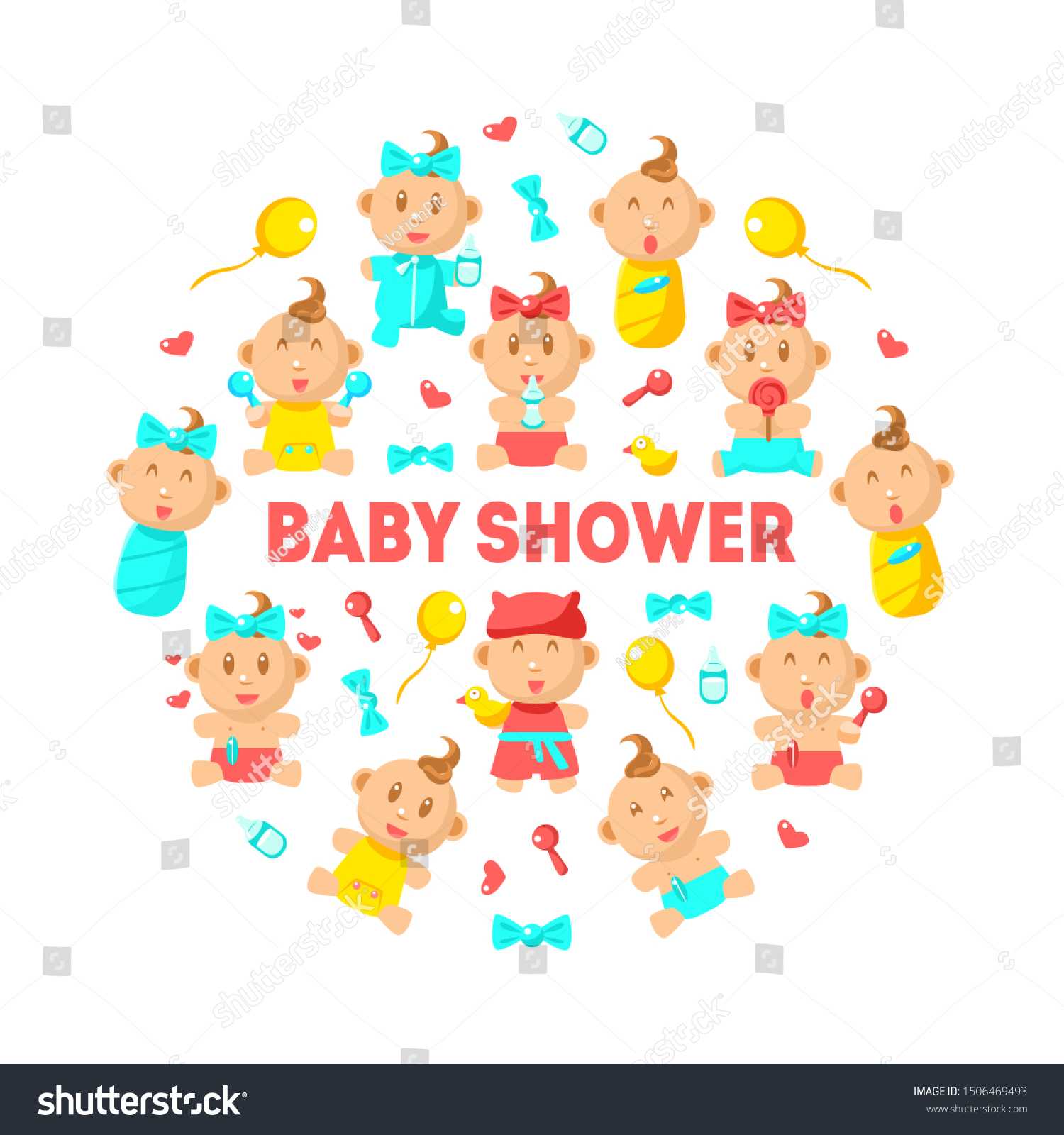 Baby Shower Banner Template Cute Arrival Stock Vector For Baby Shower Banner Template