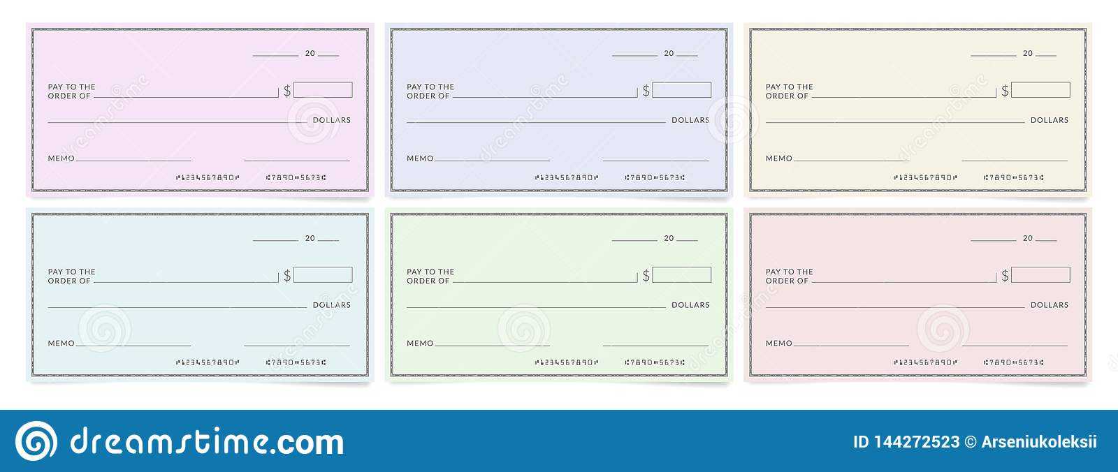 Bank Cheques Templates. Stock Vector. Illustration Of Desk With Editable Blank Check Template