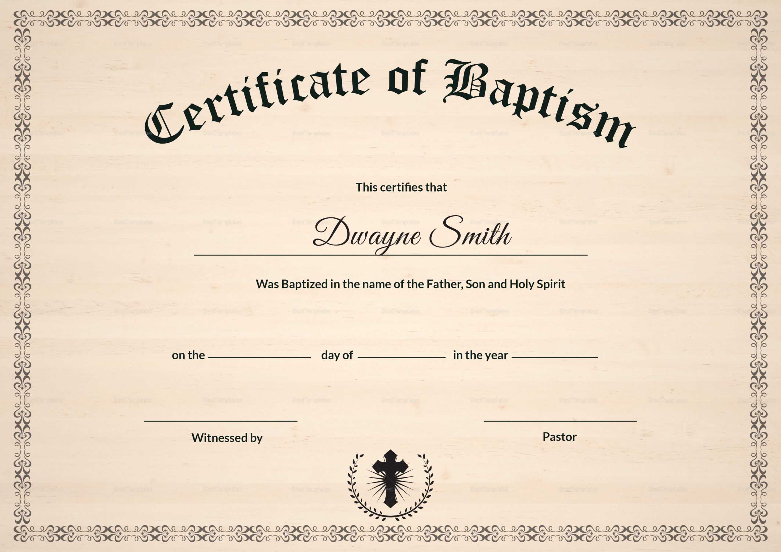 Baptism Certificate Template Intended For Baptism Certificate Template Word