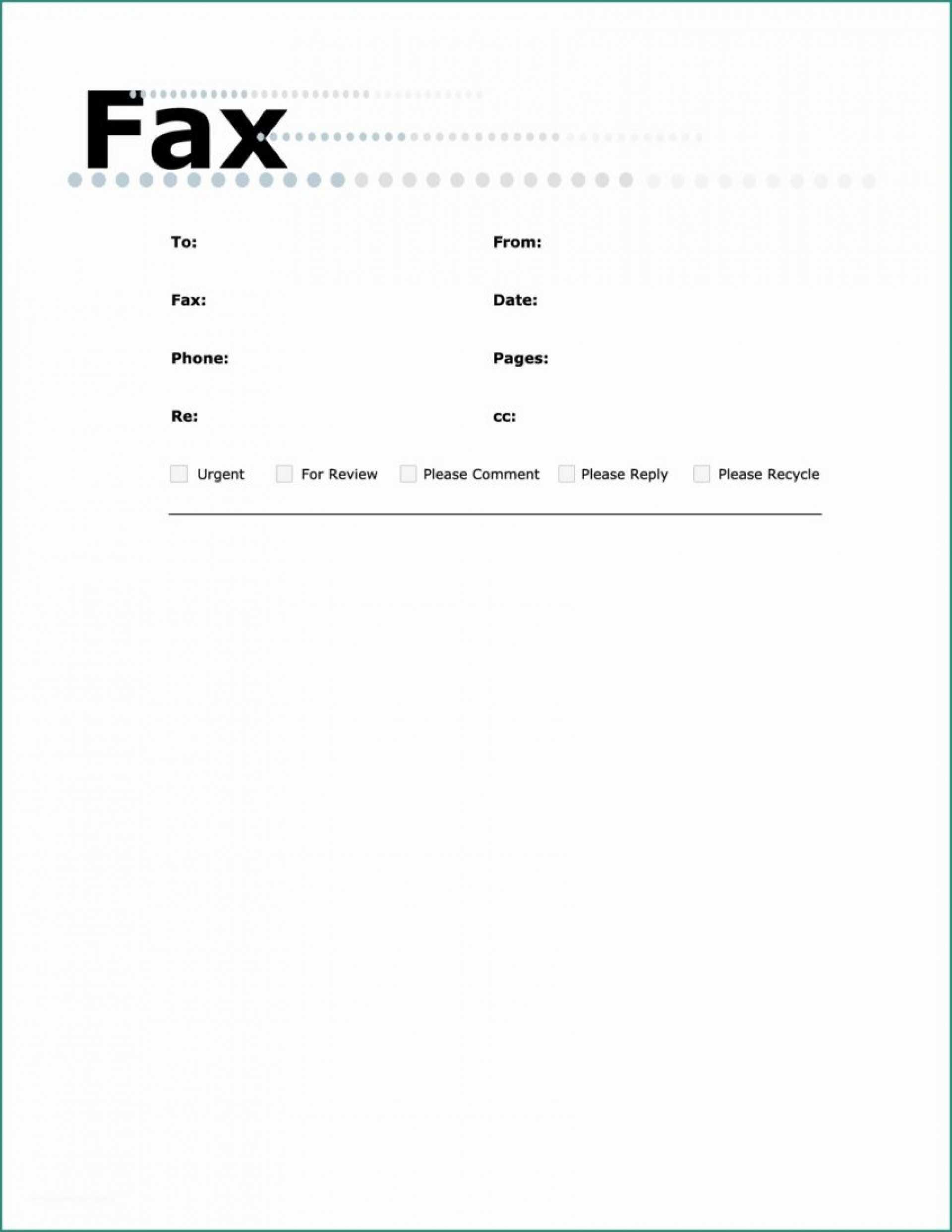 Basic Fax Cover Sheet Sample Pdf Free – Howwikipediaworks In Fax Template Word 2010