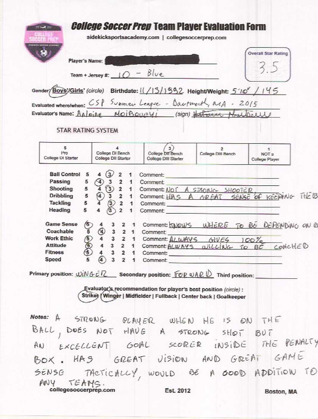Basketball Scouting Report Template Doc Soccer Player For Soccer Report Card Template