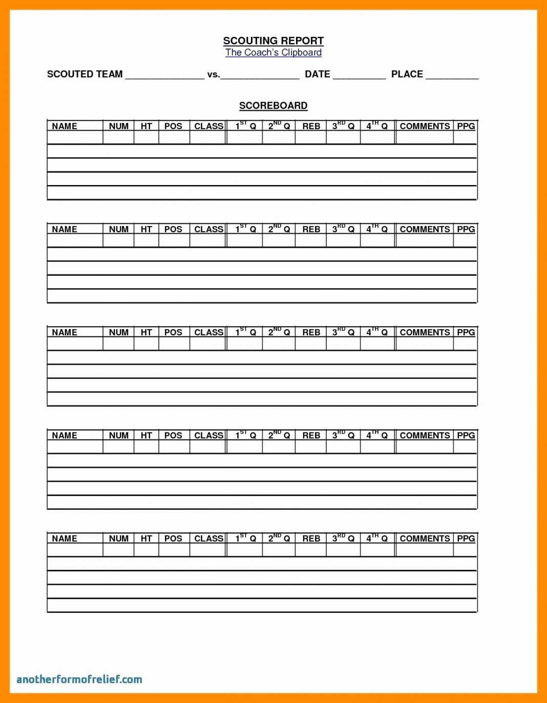 Basketball Scouting Report Template Doc Soccer Player Throughout Soccer Report Card Template