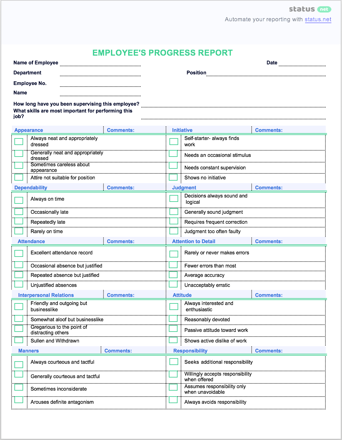 Best Progress Report: How To's + Free Samples [The Complete In Staff Progress Report Template