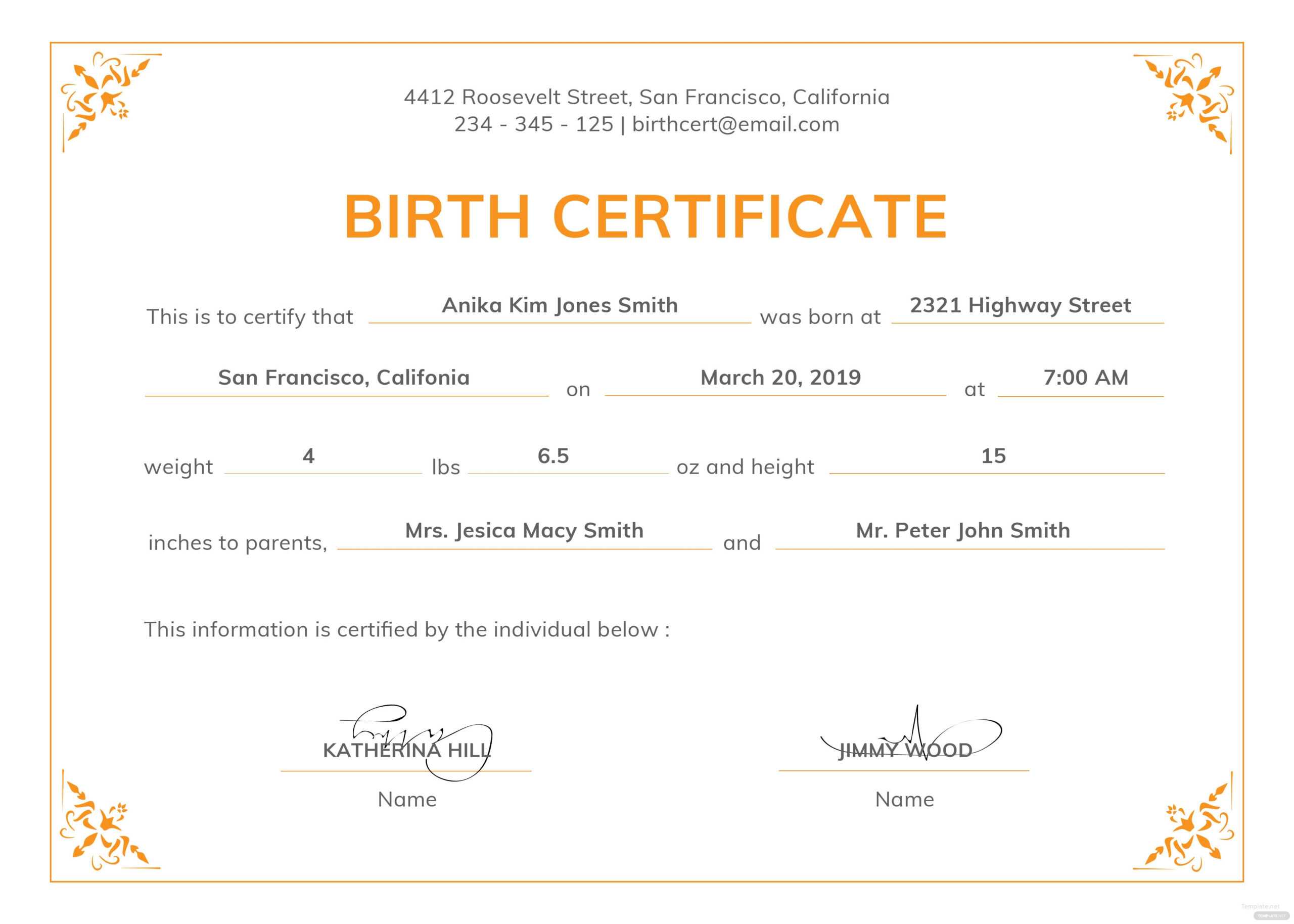 Birth Certificate Template For Microsoft Word Example Inside Birth Certificate Template For Microsoft Word