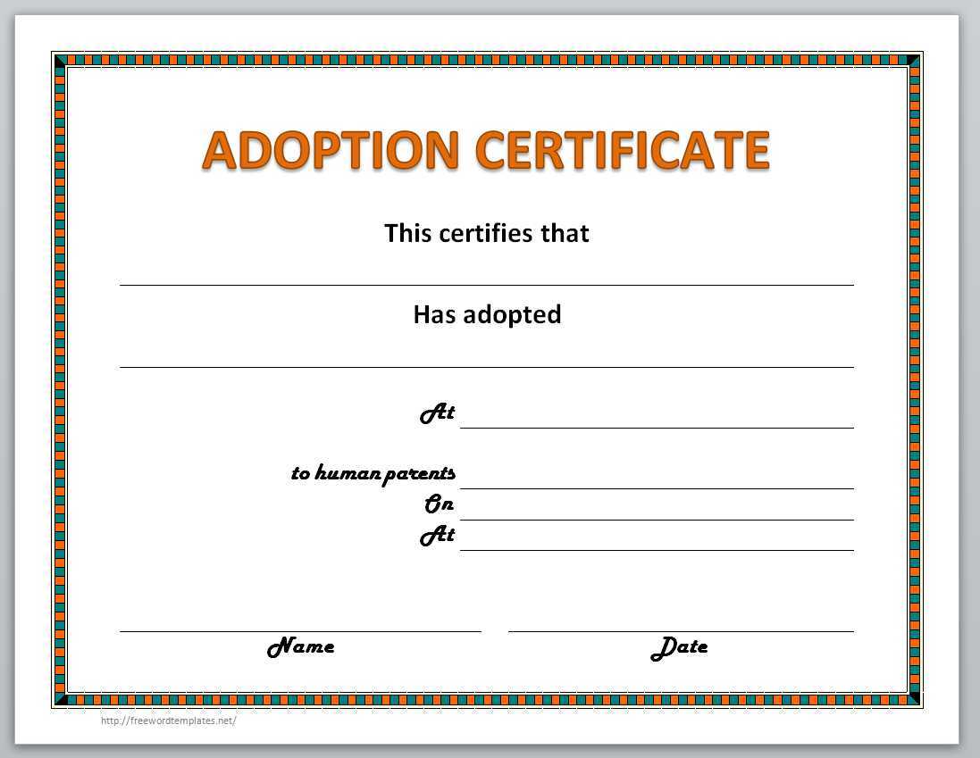 Blank Adoption Certificate Template – Raptor.redmini.co In Blank Adoption Certificate Template