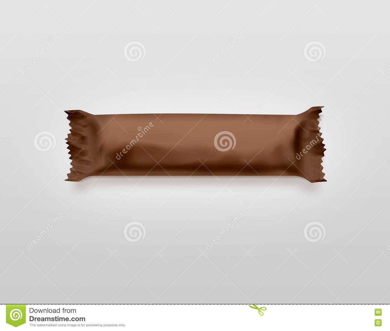 Blank Brown Candy Bar Plastic Wrap Mockup Isolated. Stock In Free Blank Candy Bar Wrapper Template