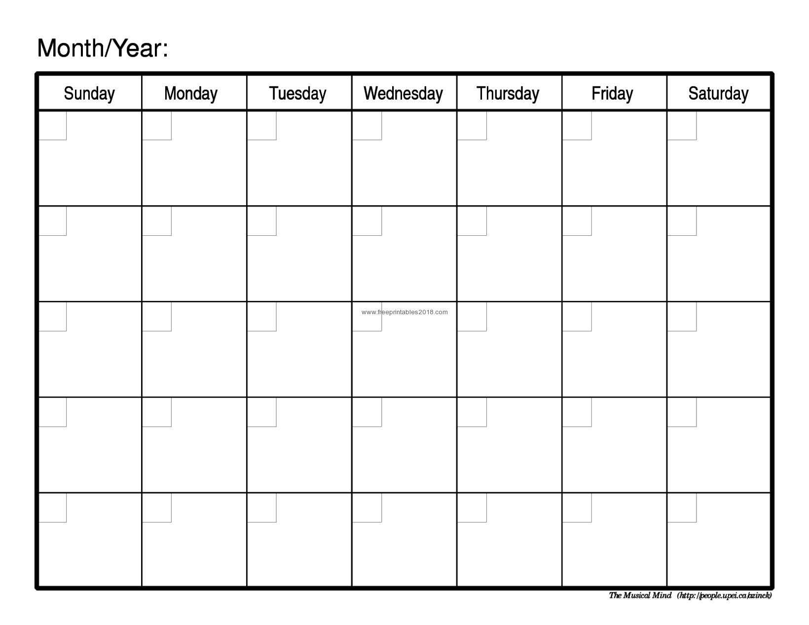 Blank Calandar Template - Horizonconsulting.co Regarding Blank One Month Calendar Template