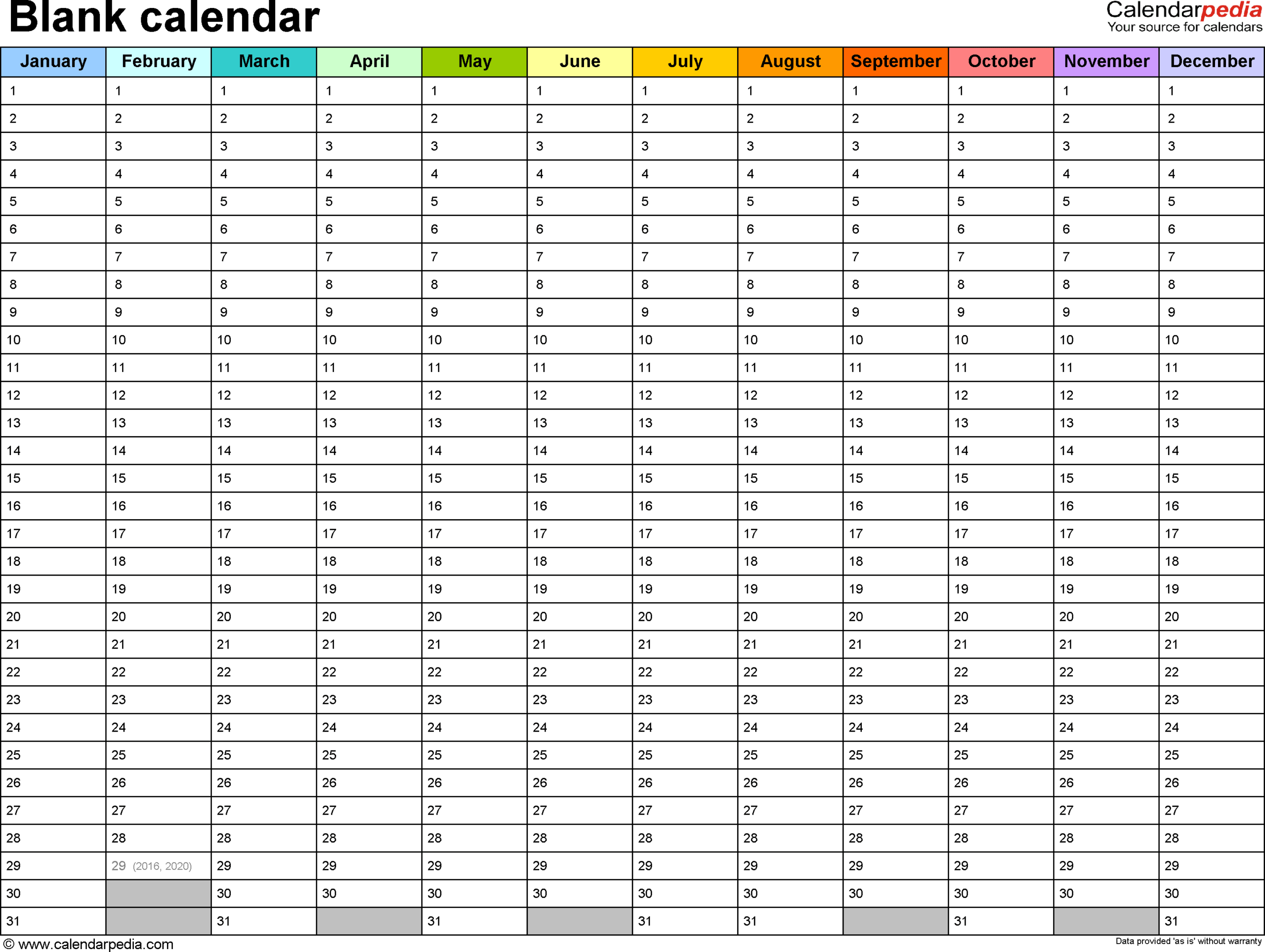 Blank Calendars – Free Printable Microsoft Excel Templates Within Month At A Glance Blank Calendar Template