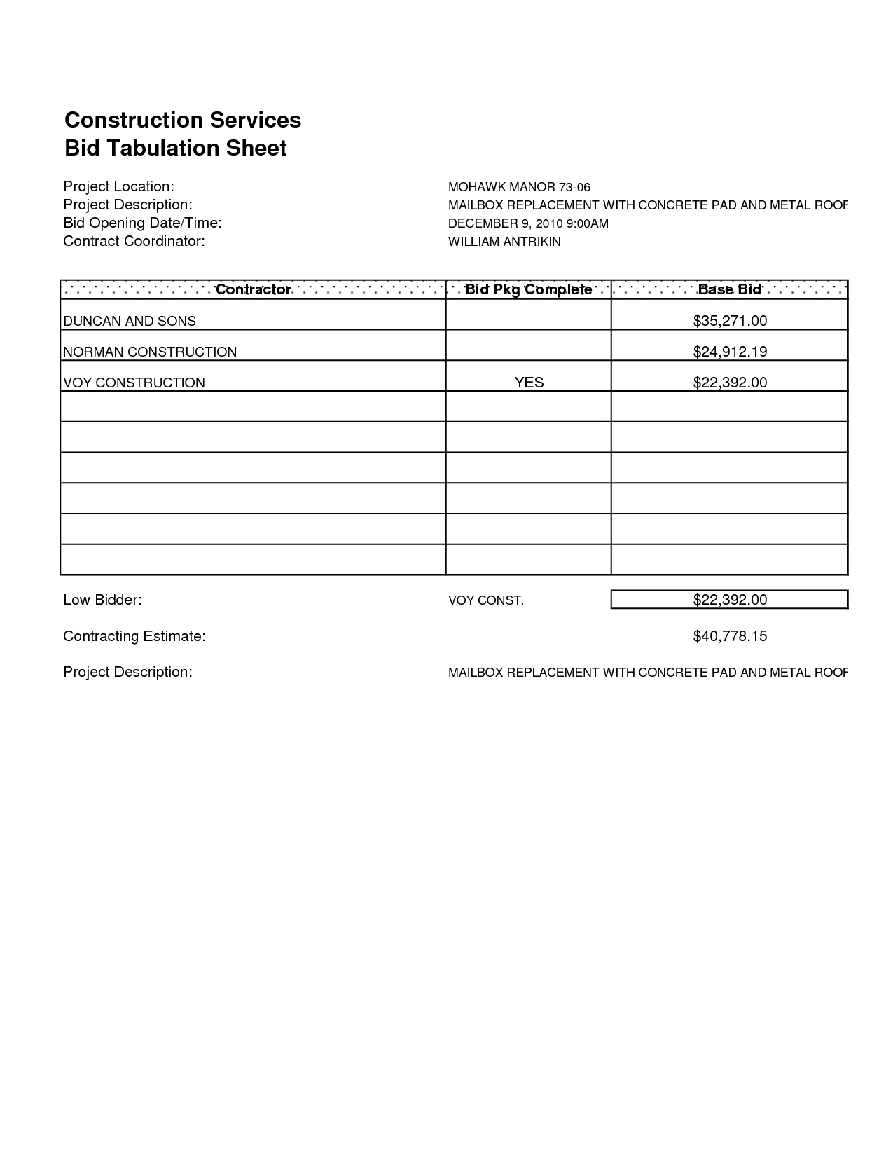 Blank Estimate Form Printable Job Estimate Template Intended For Blank Estimate Form Template
