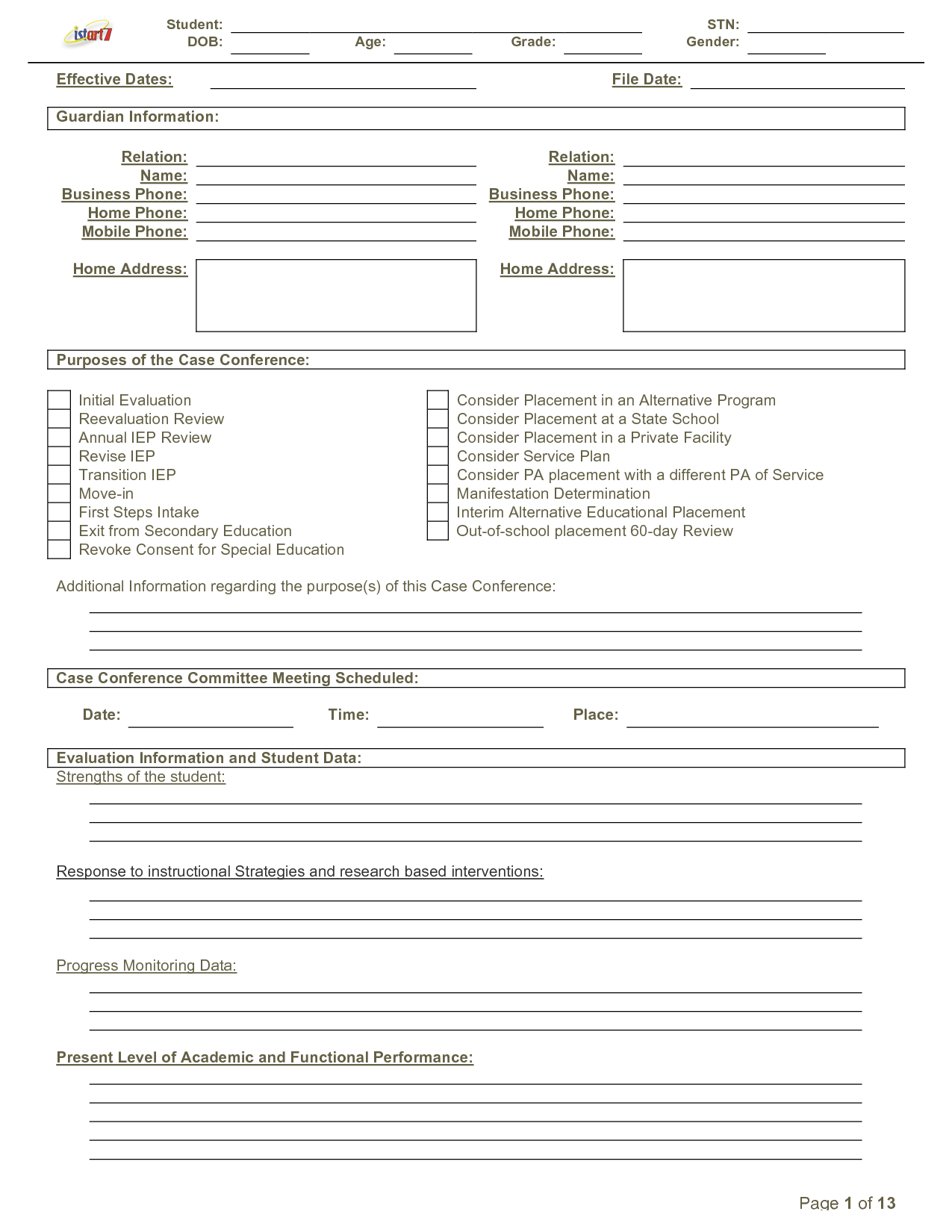 Blank Iep Form Template – Template Inside Blank Iep Template