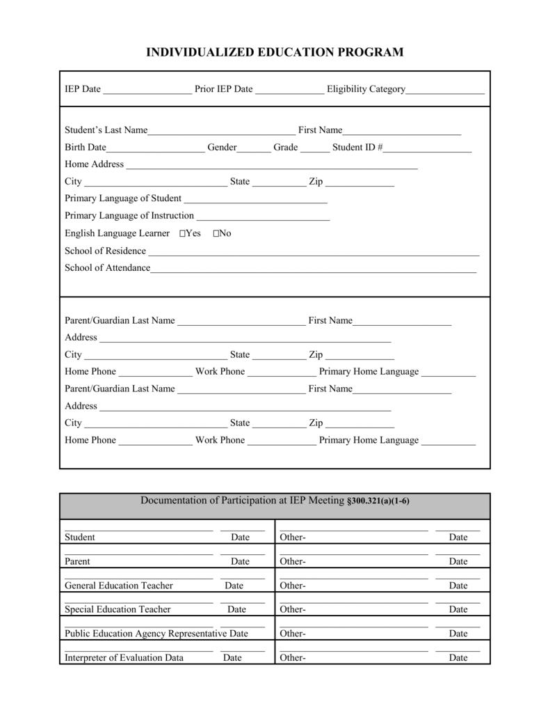 Blank Iep Form With Regard To Blank Iep Template