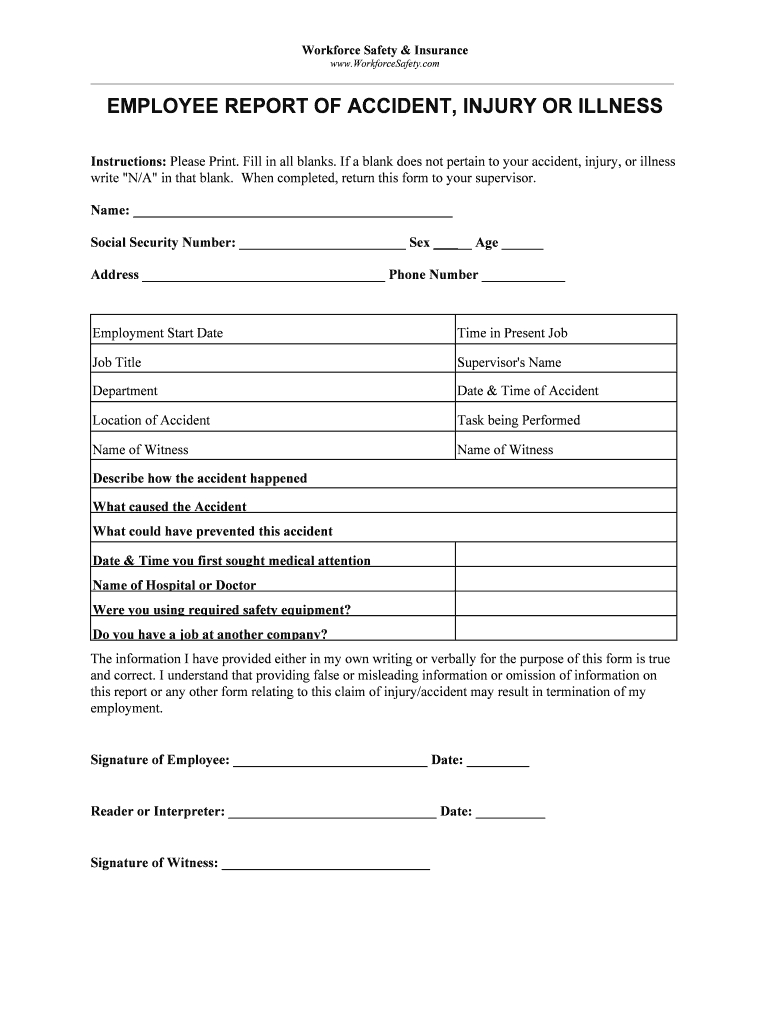 Blank Incident And Injury Report Pdf - Fill Online Regarding Injury Report Form Template