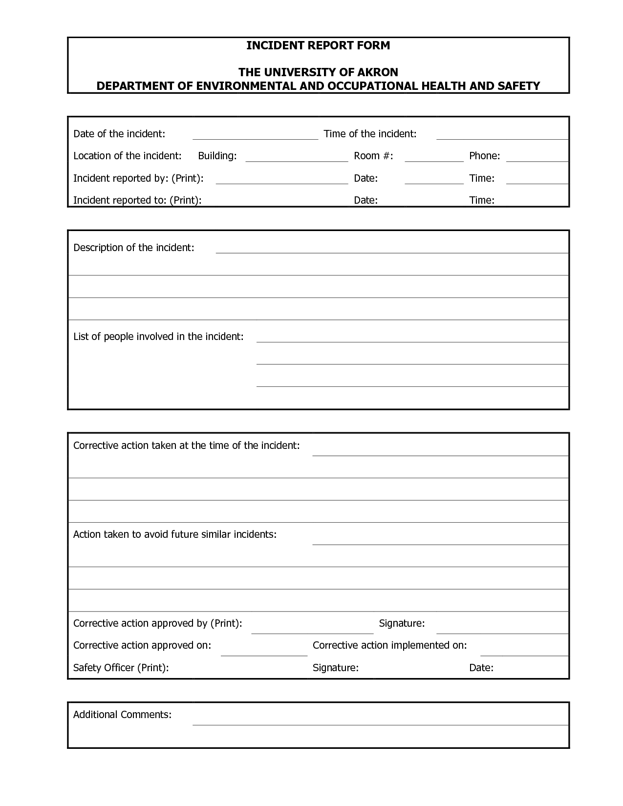 Blank Incident Report Form Template ] – Blank Incident Regarding Incident Report Book Template