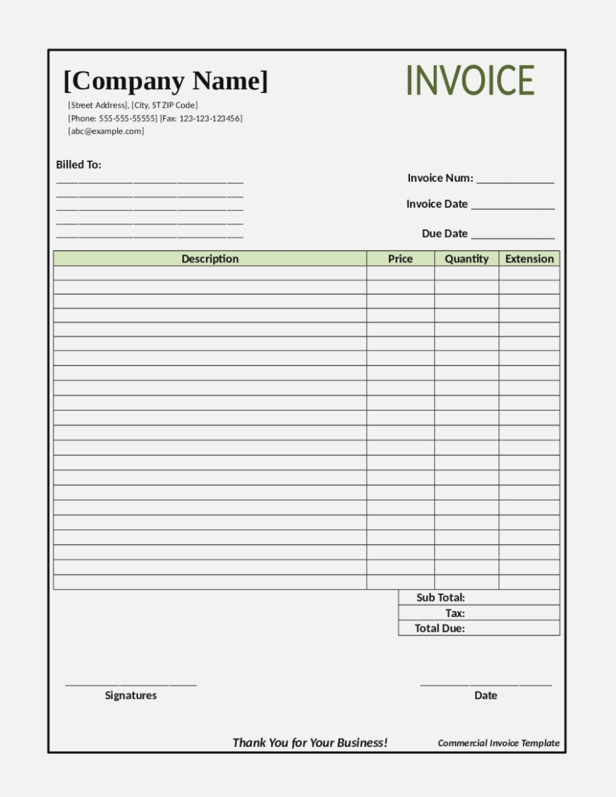 Blank Invoice Sample Pdf Fillable Service Free Receipt Throughout Free Printable Invoice Template Microsoft Word