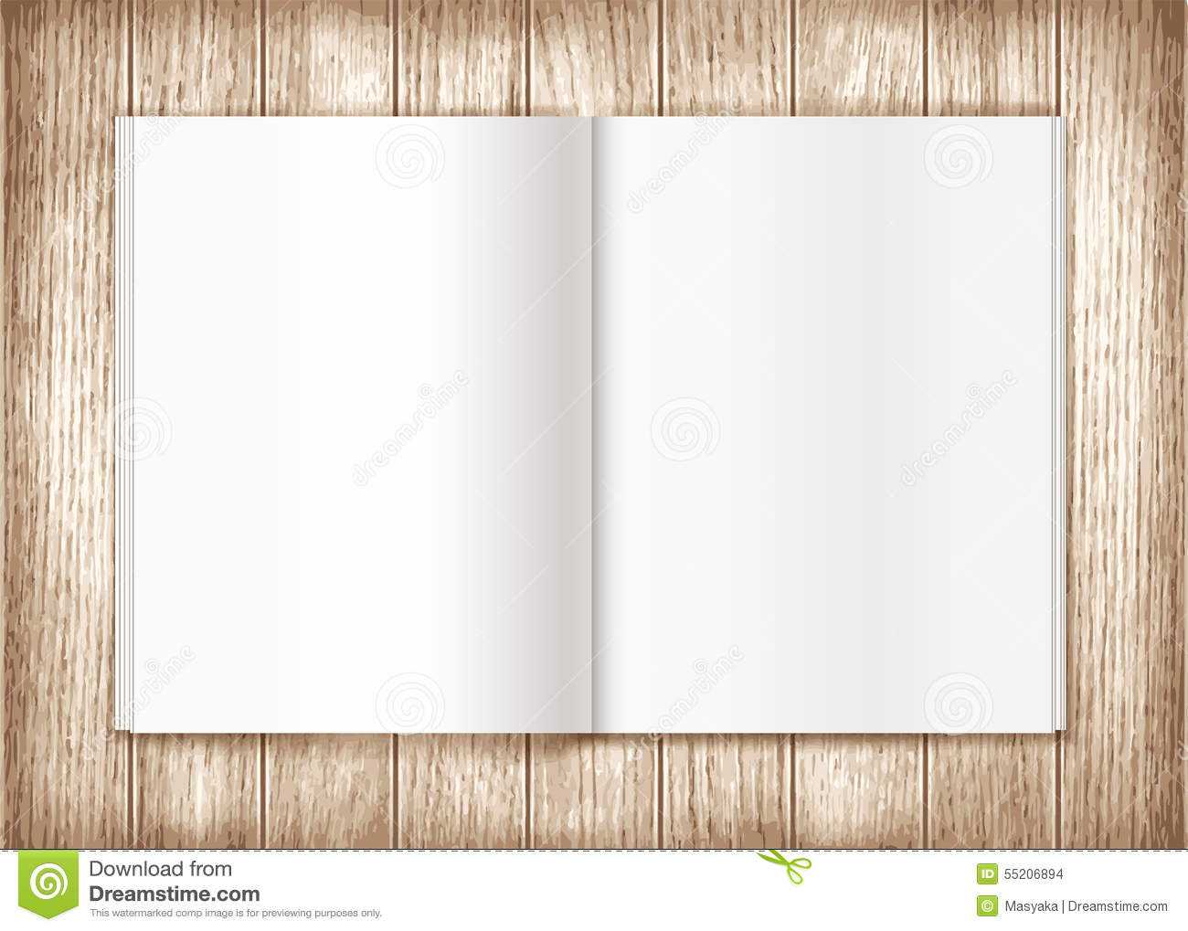 Blank Magazine On Wooden Background. Template Stock Regarding Blank Magazine Spread Template