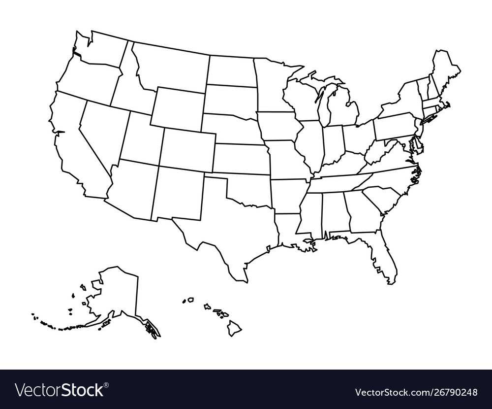 Blank Outline Map United States America Regarding United States Map Template Blank