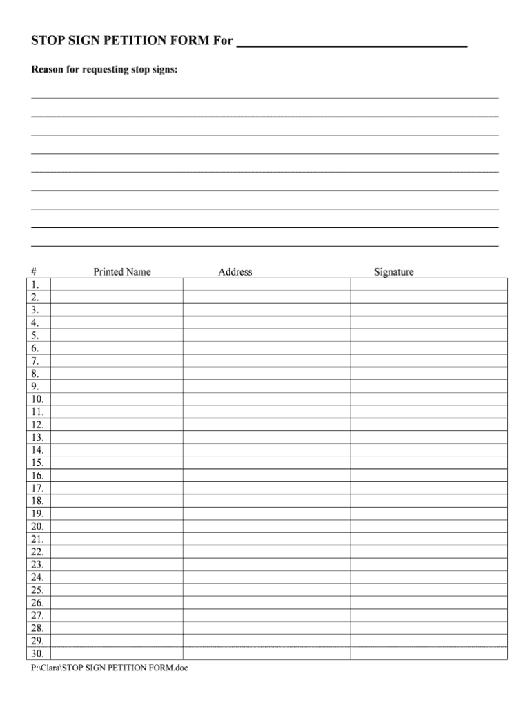 Blank Petition Template - Sample Professional Template