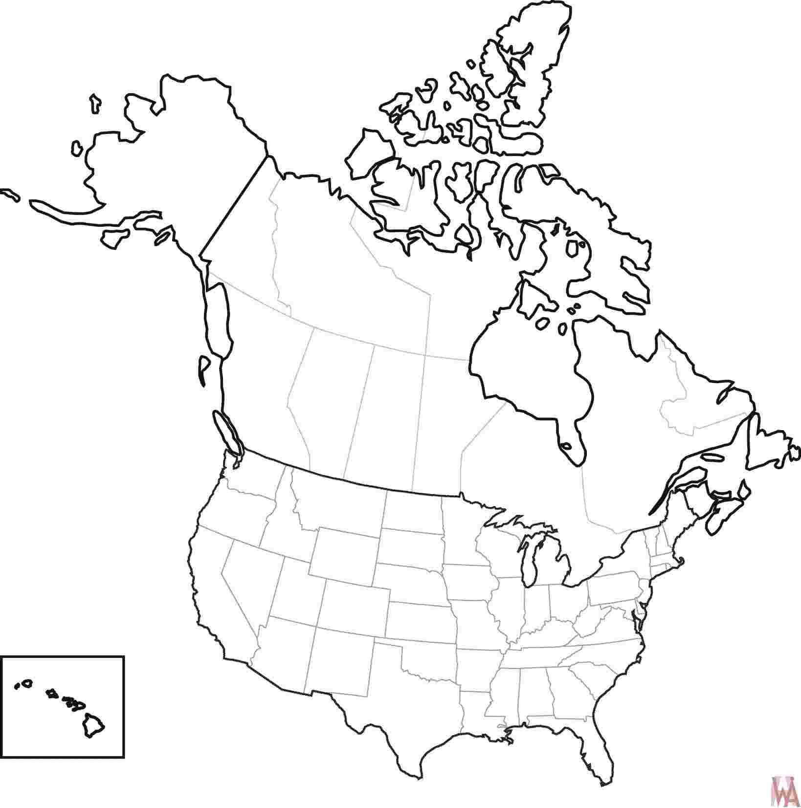 Blank Printable Map Of The United States And Canada Blank In Blank Template Of The United States