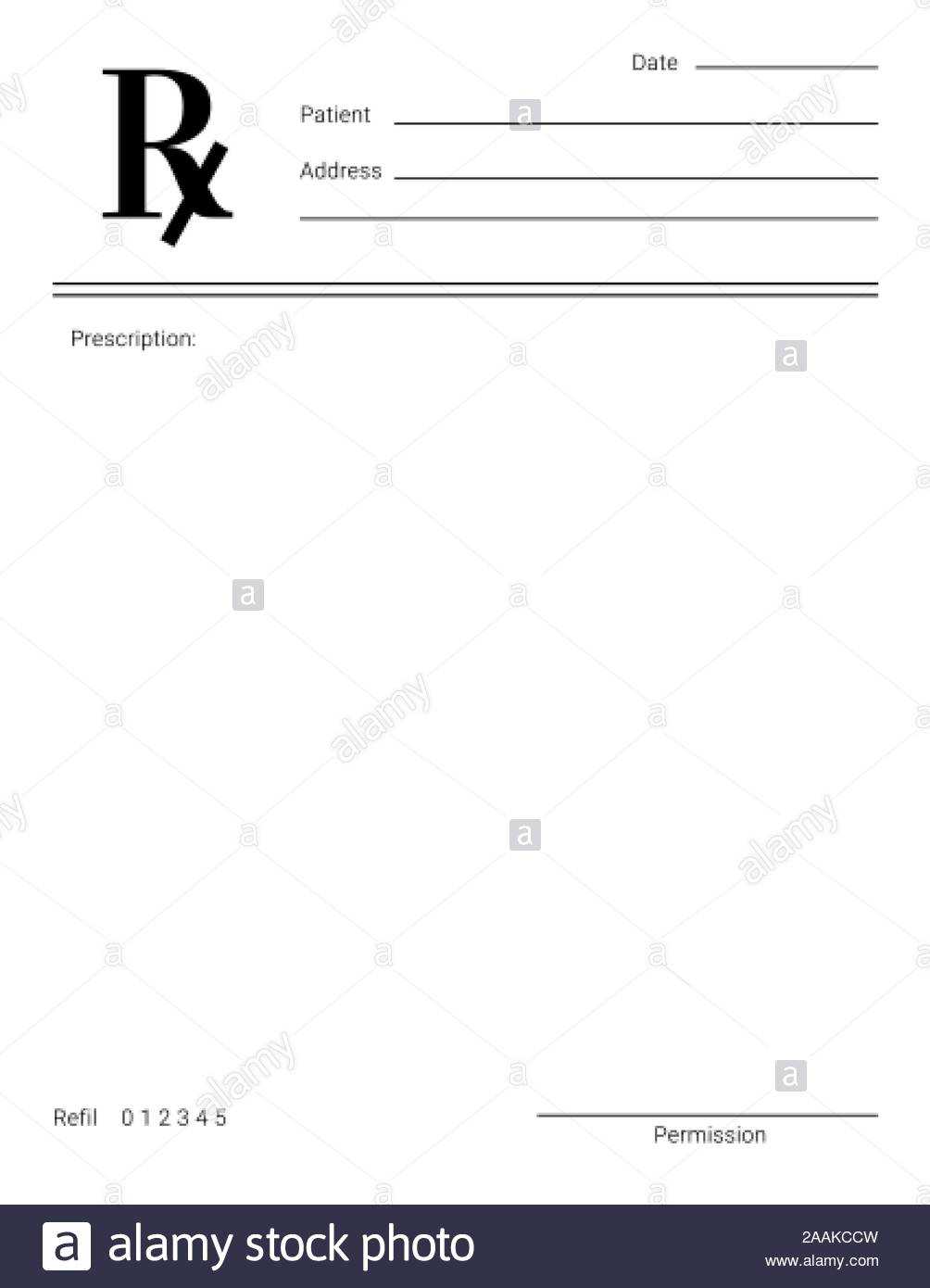 Blank Rx Form For Medical Treatment Prescription And Drugs Throughout Blank Prescription Form Template