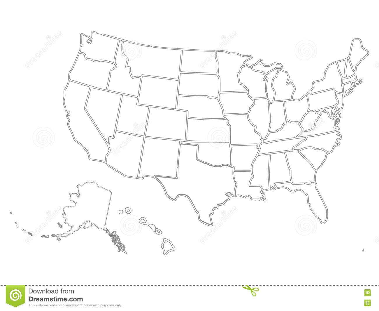 Blank Similar Usa Map On White Background. United States Of With Regard To Blank Template Of The United States