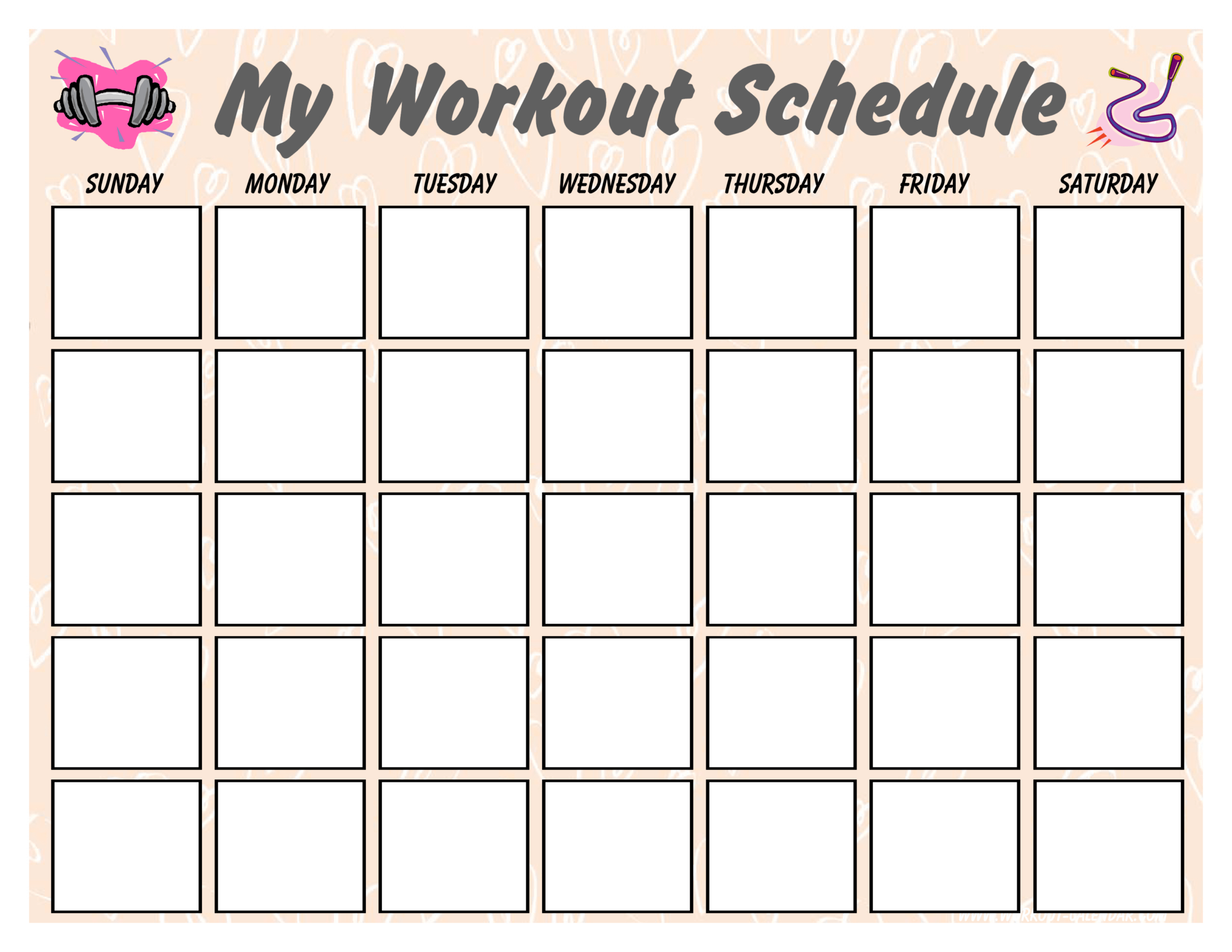 Printable Workout Schedule Template Free Exercise Log Weekly Monthly