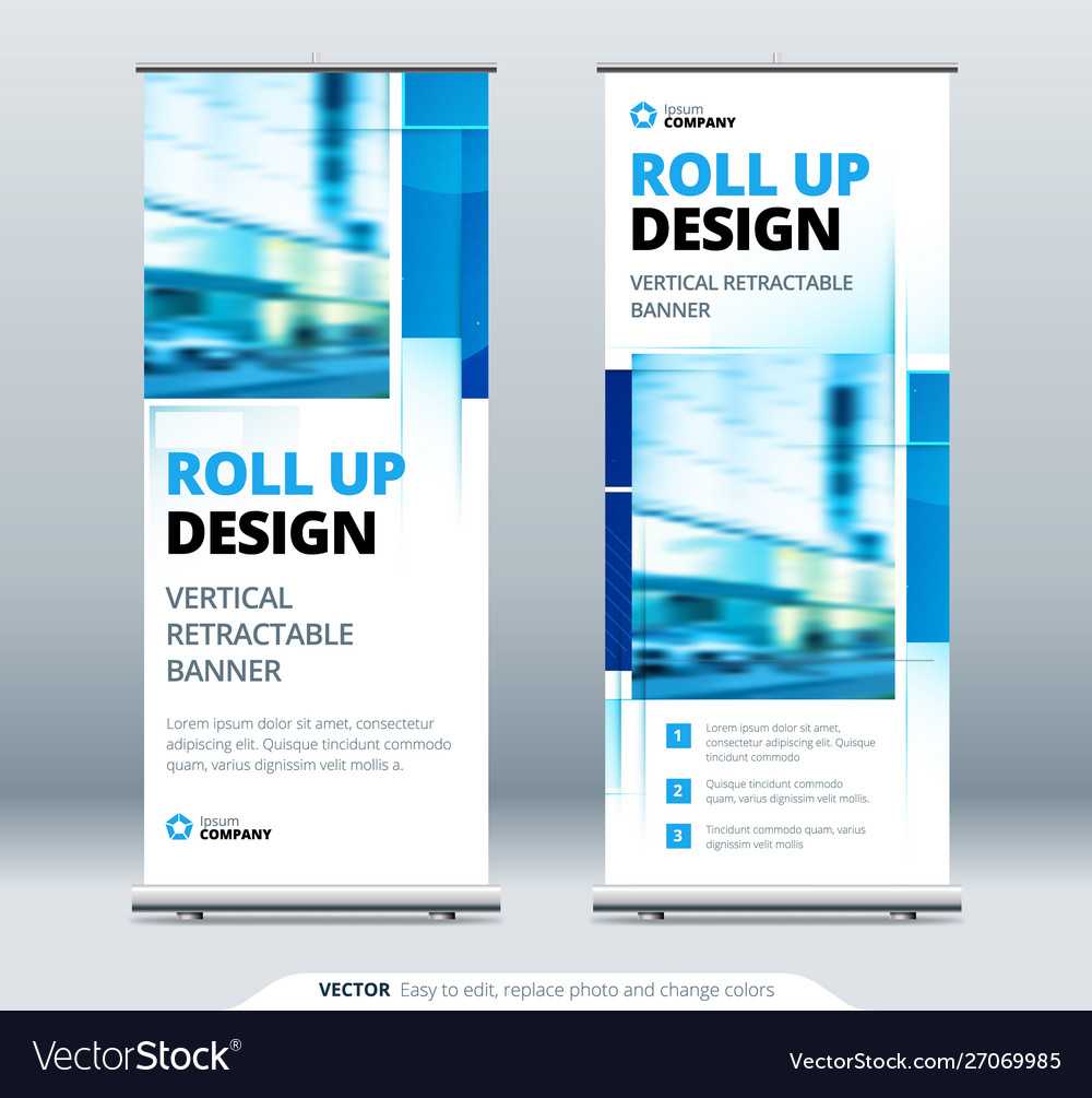 Blue Business Roll Up Banner Abstract Roll Up Inside Retractable Banner Design Templates