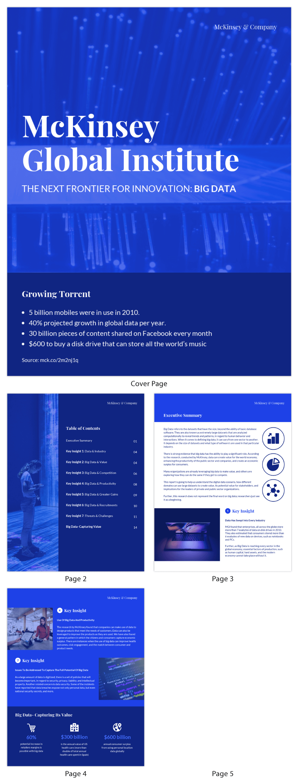 Blue Tech Mckinsey Consulting Report Template Intended For Mckinsey Consulting Report Template
