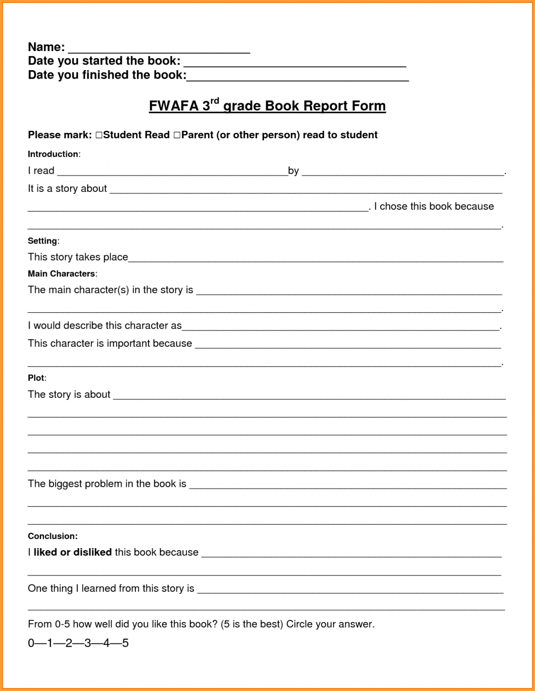 Book Report Template 3Rd Grade Pdf Third Examples Printable With Regard To Book Report Template 3Rd Grade