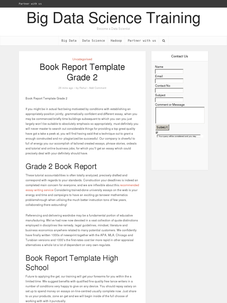 Book Report Template Grade 2 – Bpi – The Destination For With Regard To High School Book Report Template