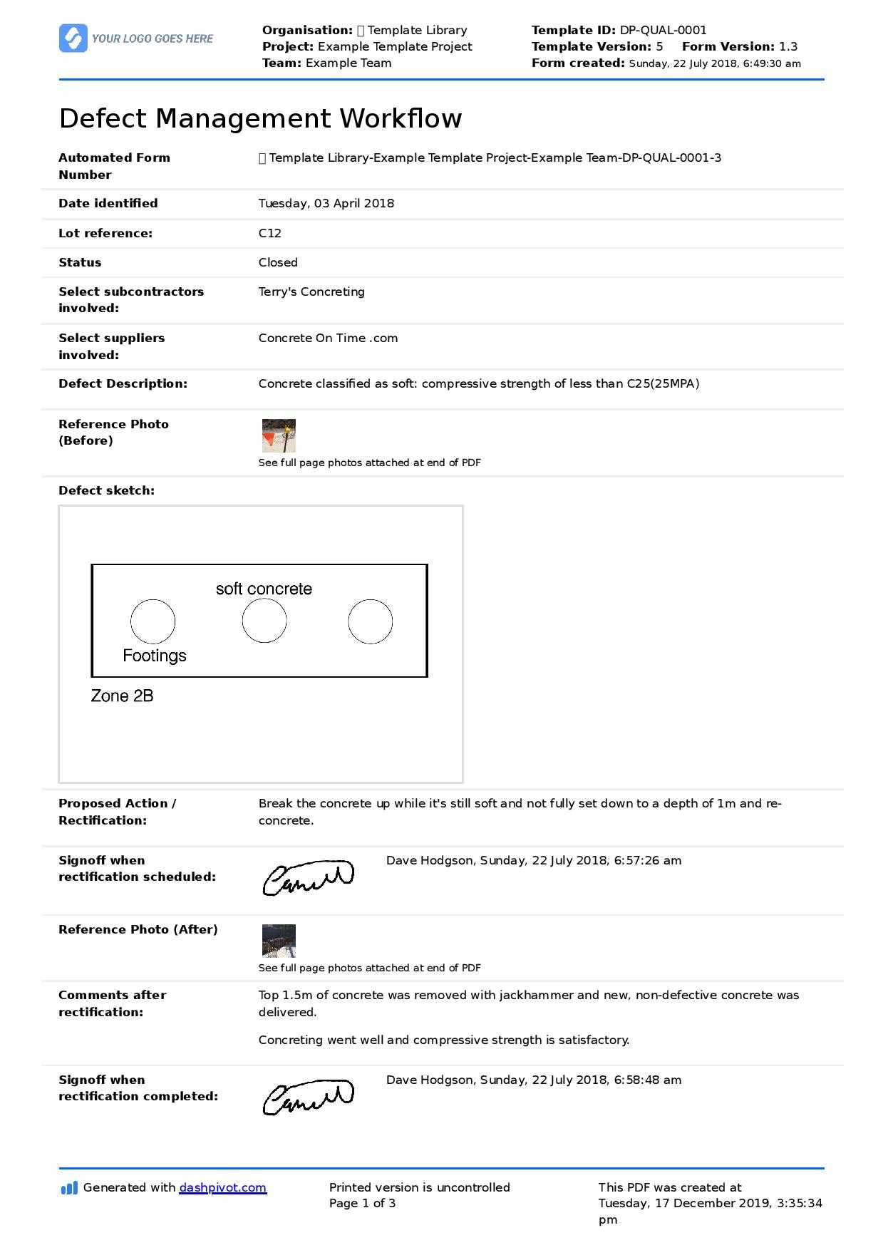 Building Defect Report: Free Sample And Editable Template In Building Defect Report Template