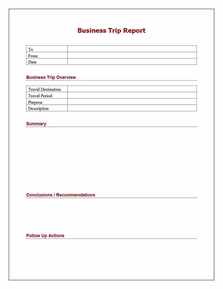 Business Trip Summary Report Template Examples Sample Inside Business Trip Report Template