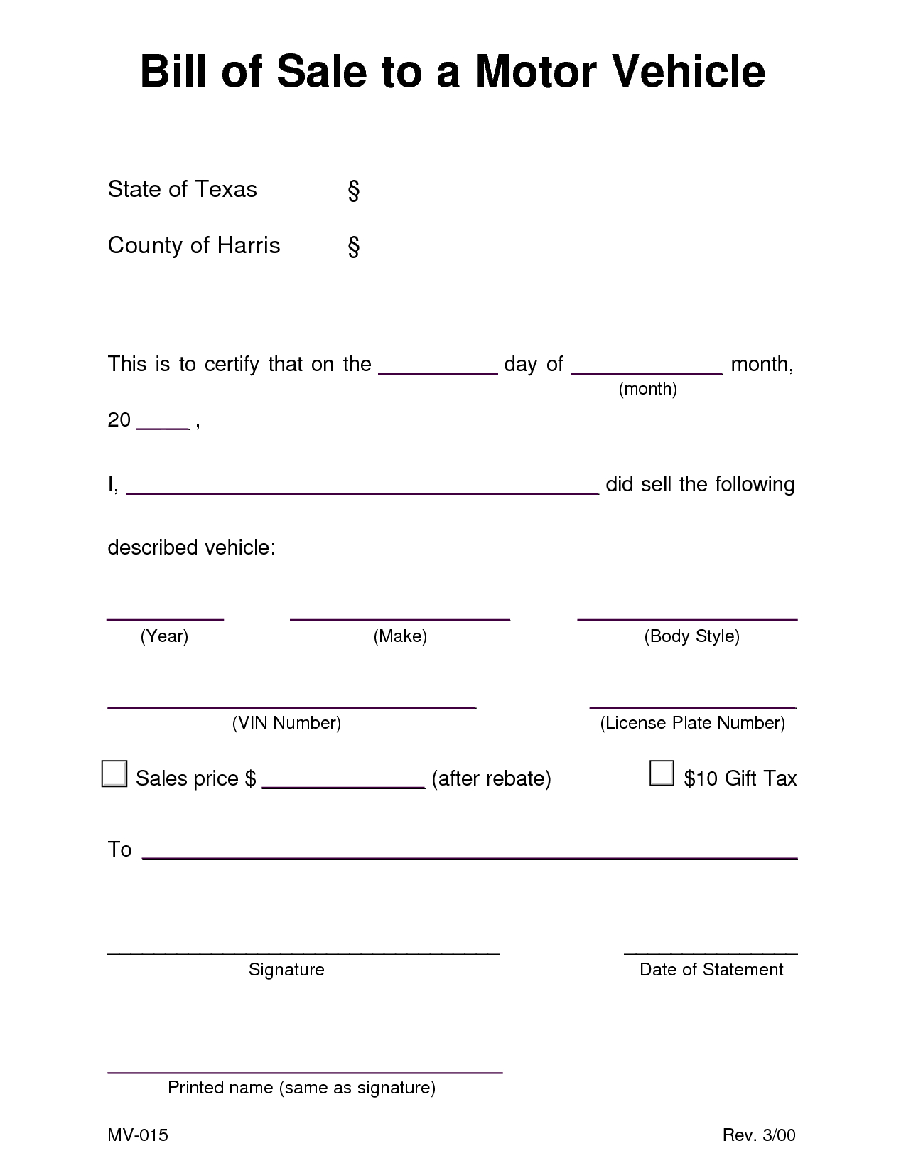 Car Bill Of Sale Texas 470581 Examples Vehicle Ate Word With Car Bill Of Sale Word Template