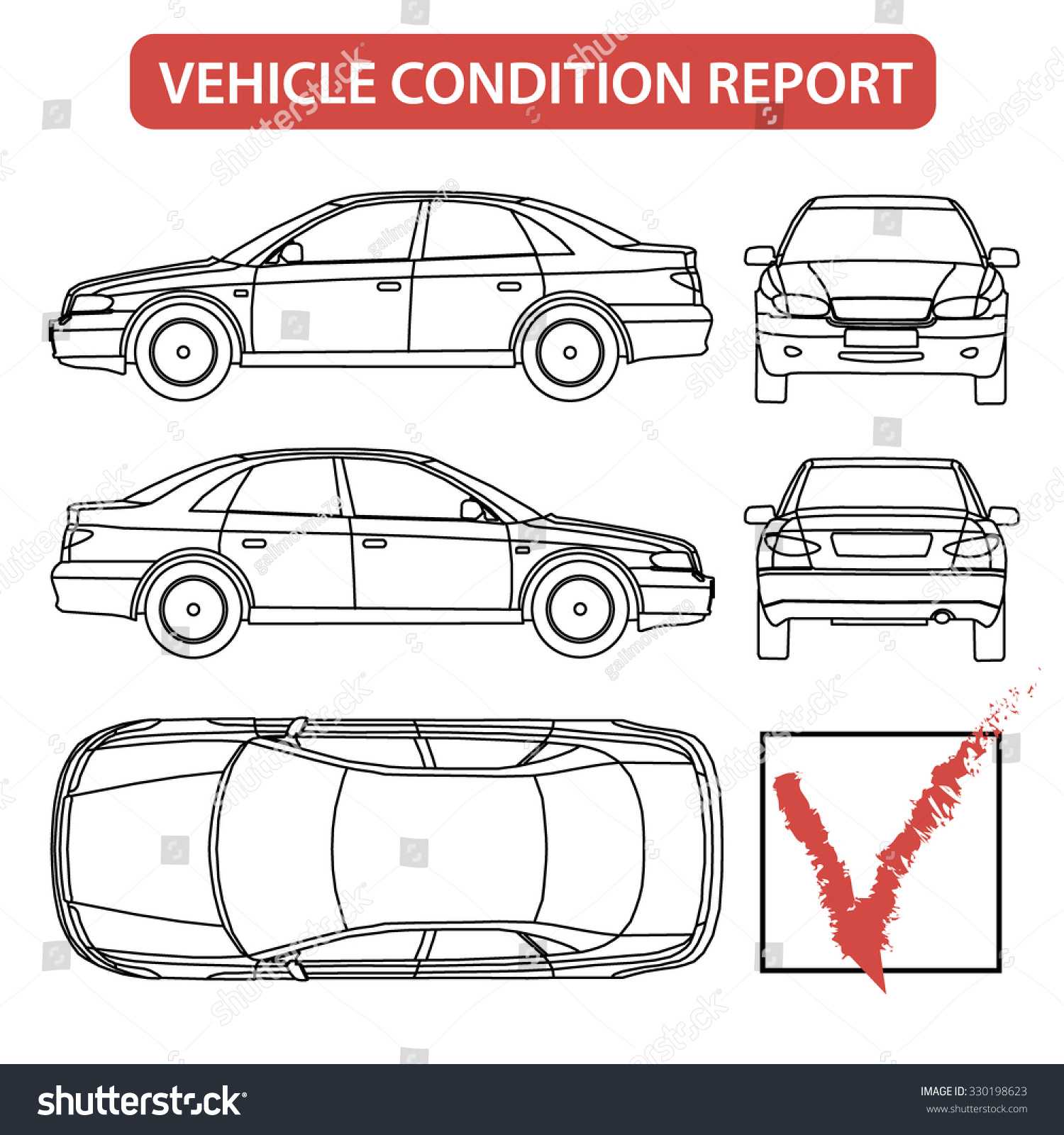 Car Condition Form Vehicle Checklist Auto Stock Vector Throughout Car Damage Report Template