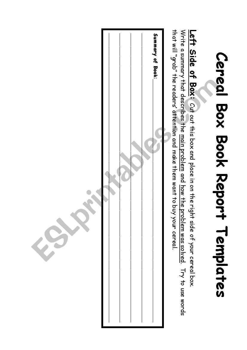 Cereal Box Book Report – Esl Worksheetalmodlin Intended For Cereal Box Book Report Template