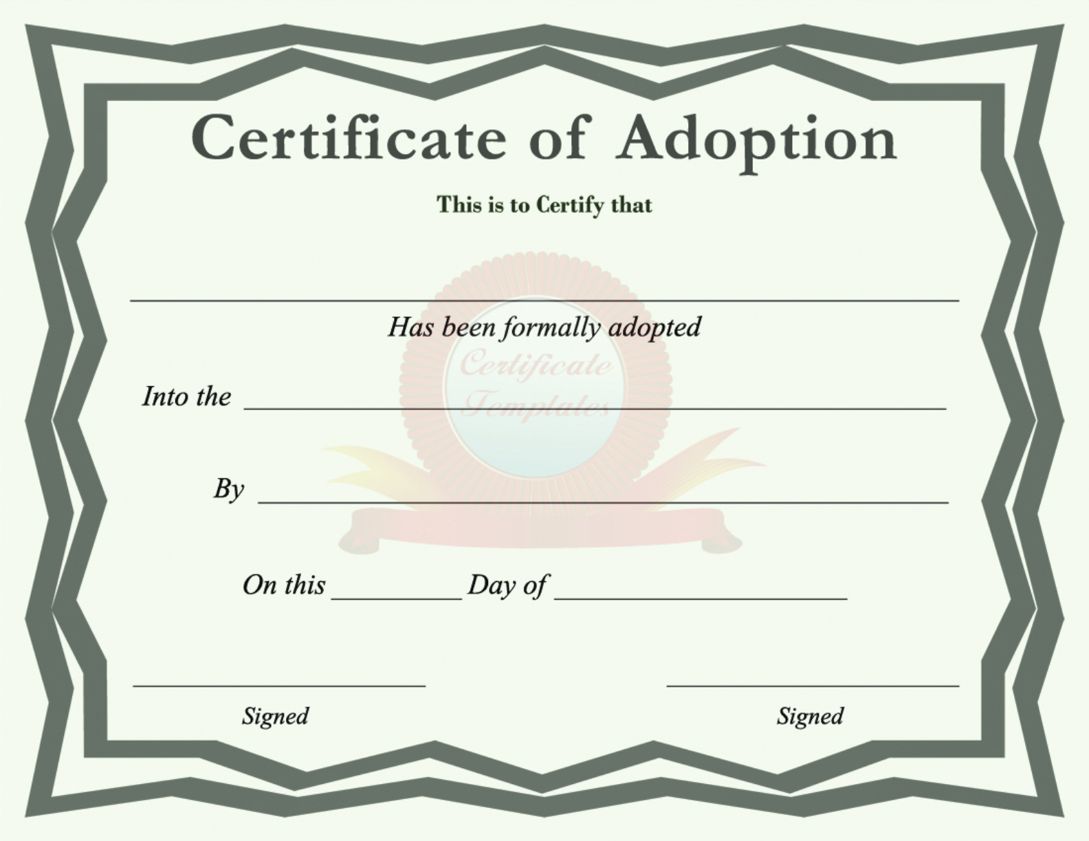 Certificate Of Adoption Template With Blank Adoption Certificate Template