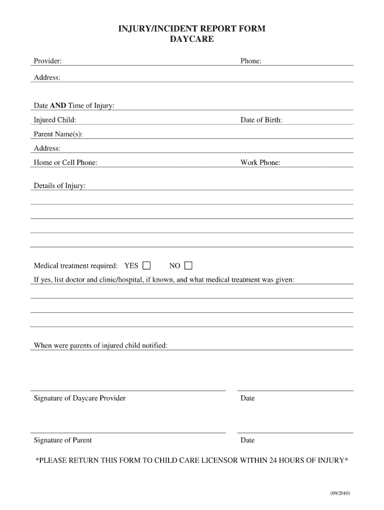 Childcare Incident Report Template – Horizonconsulting.co Within Injury Report Form Template