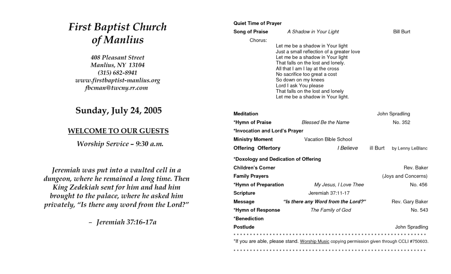 Pastoral Anniversary Program Template