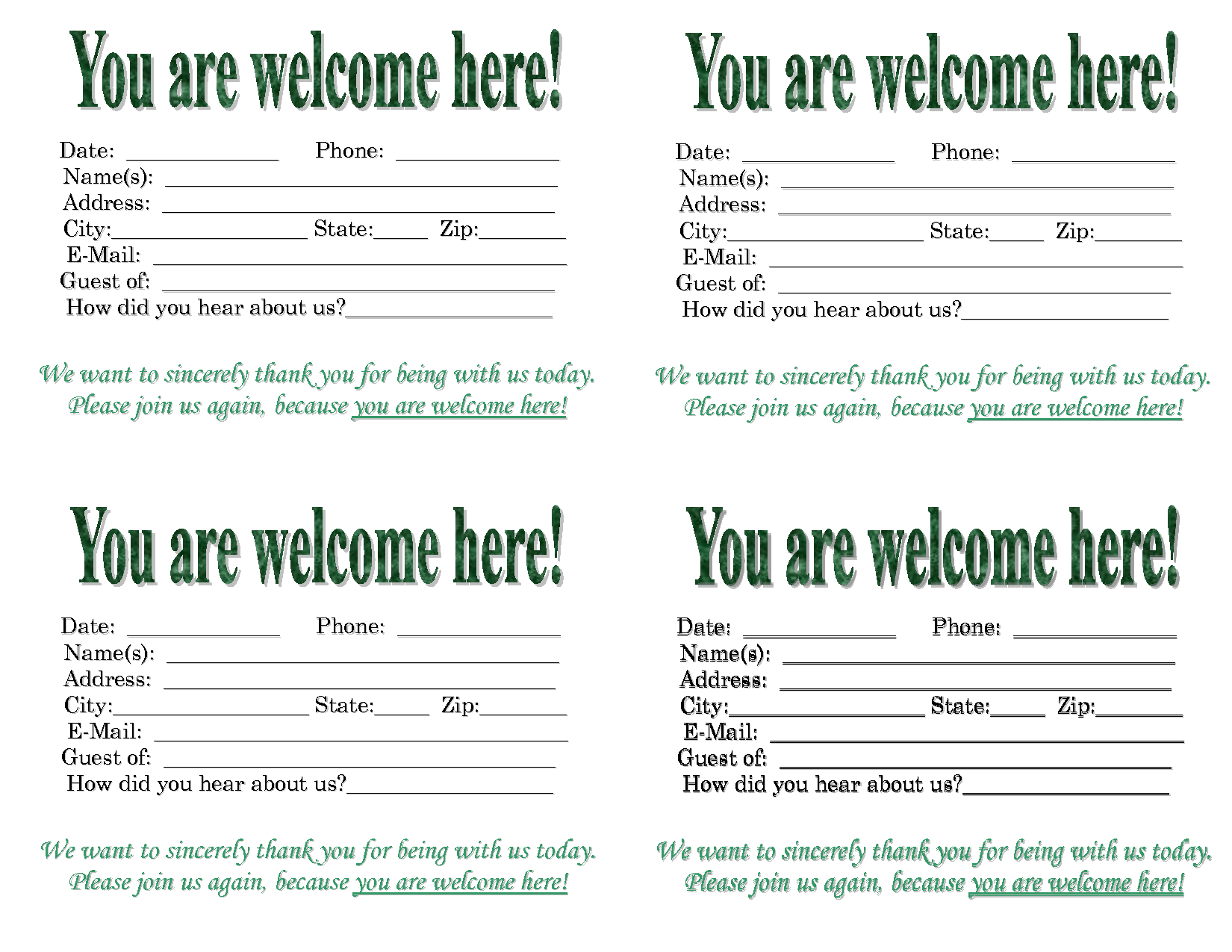 Church Quotes For Welcoming Guests. Quotesgram With Regard To Church Visitor Card Template Word